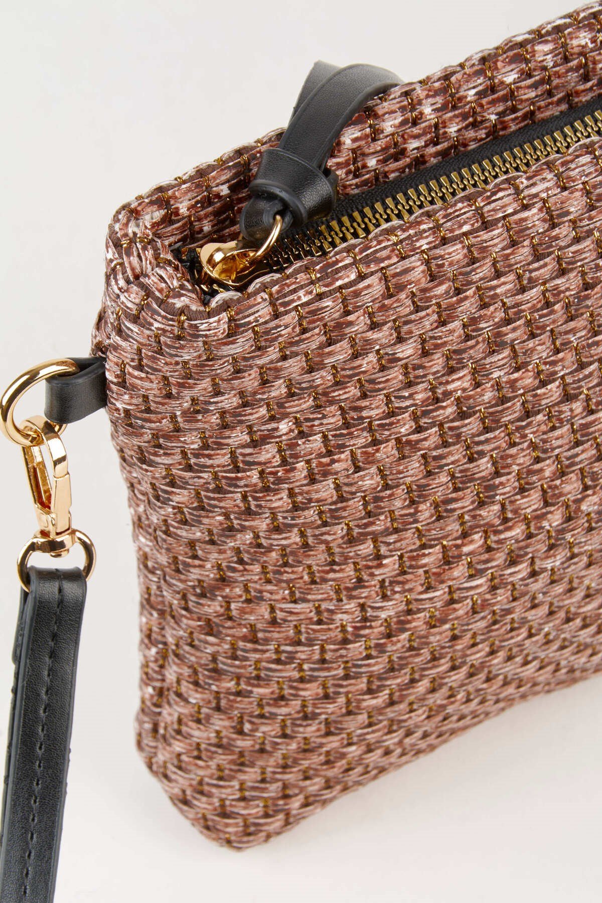 Kadın Bellis Hasır Açık Kahve Astarlı Suni Deri Bilek Askılı Portföy El Ve Clutch Çanta