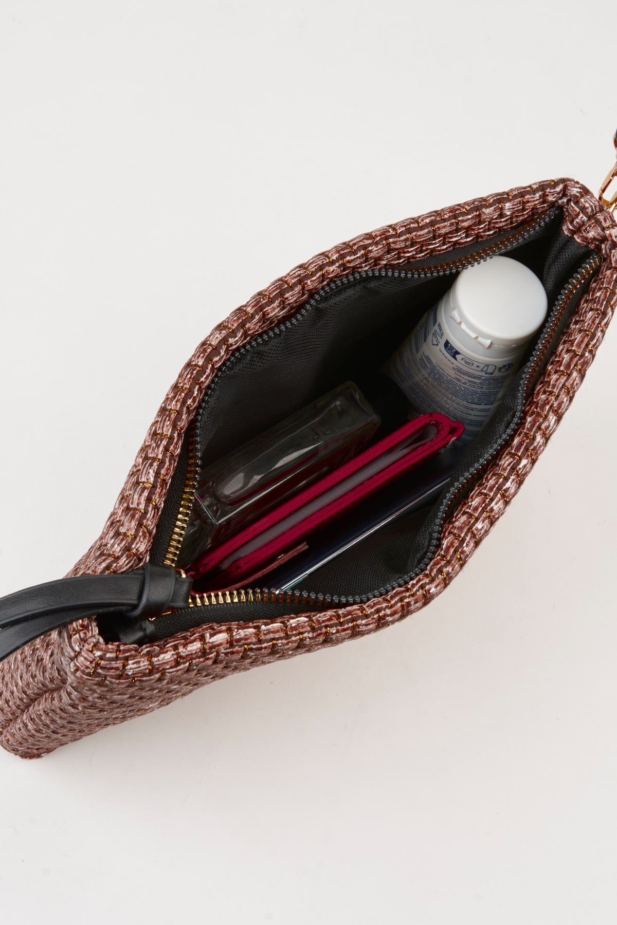 Kadın Bellis Hasır Açık Kahve Astarlı Suni Deri Bilek Askılı Portföy El Ve Clutch Çanta