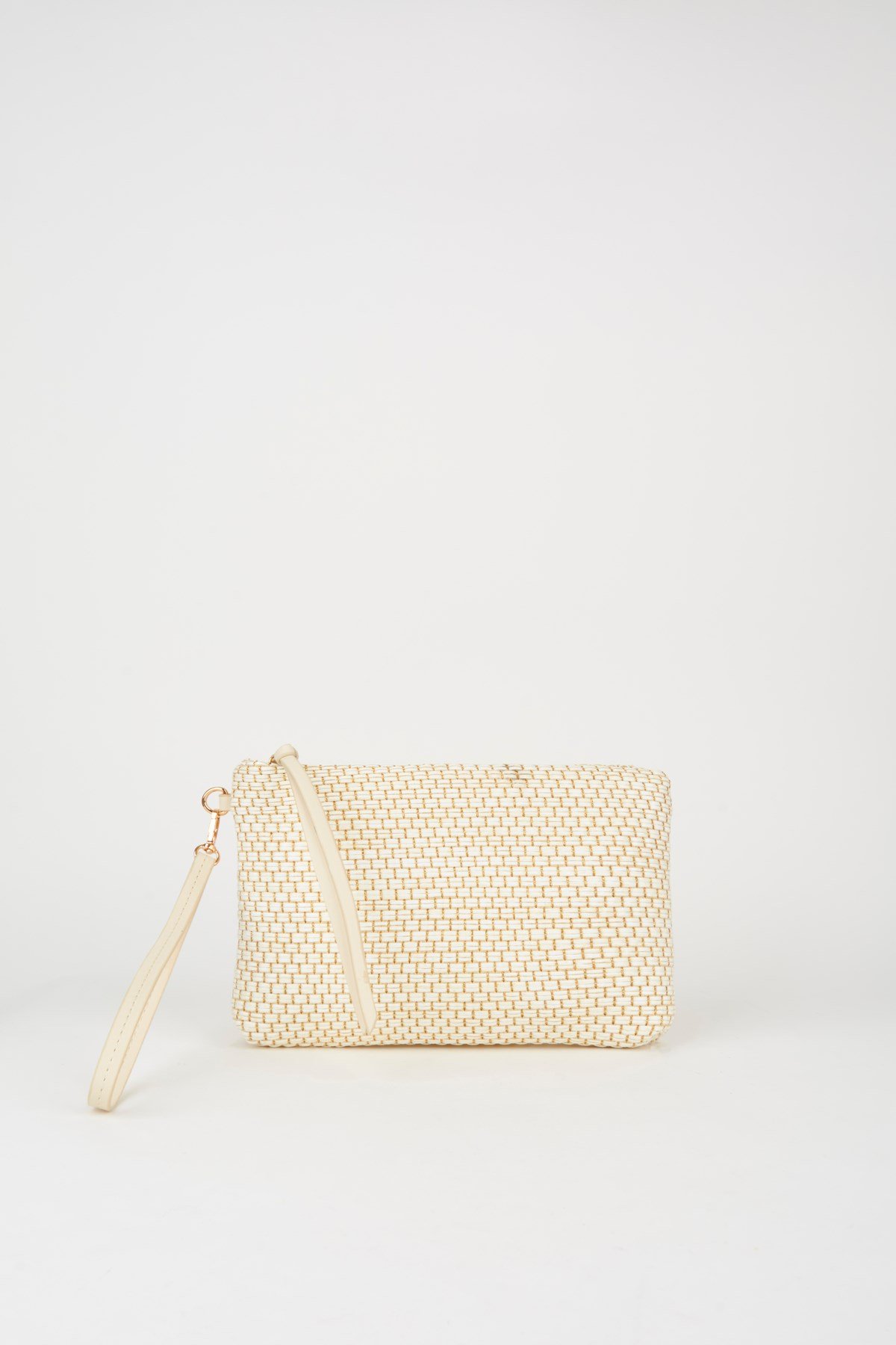 Kadın Bellis Hasır Krem Astarlı Suni Deri Bilek Askılı Portföy El Ve Clutch Çanta