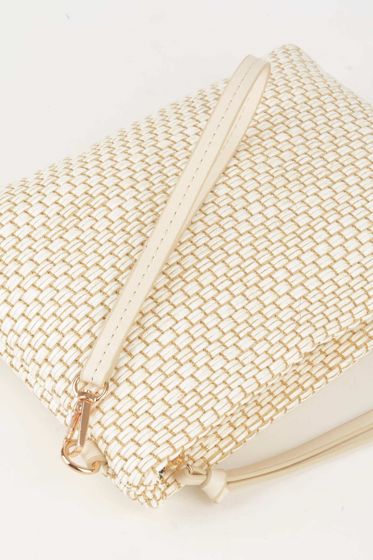 Kadın Bellis Hasır Krem Astarlı Suni Deri Bilek Askılı Portföy El Ve Clutch Çanta