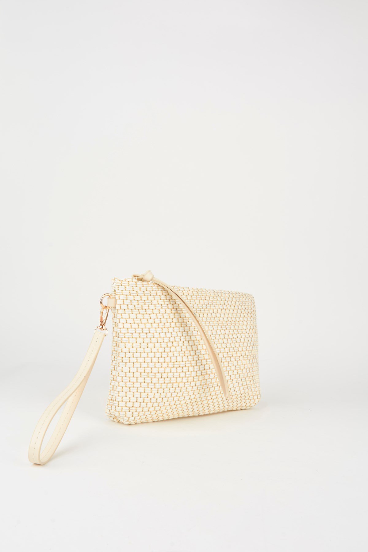 Kadın Bellis Hasır Krem Astarlı Suni Deri Bilek Askılı Portföy El Ve Clutch Çanta