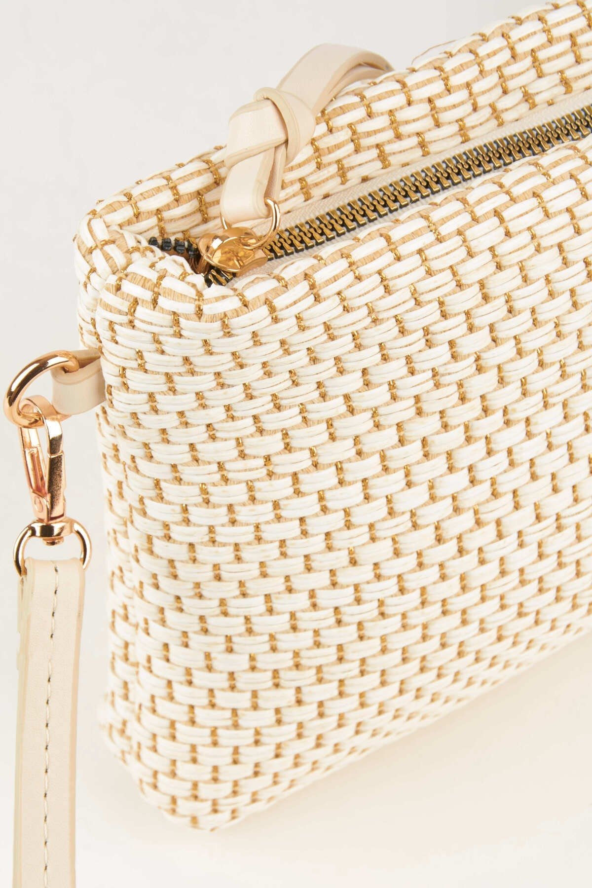 Kadın Bellis Hasır Krem Astarlı Suni Deri Bilek Askılı Portföy El Ve Clutch Çanta