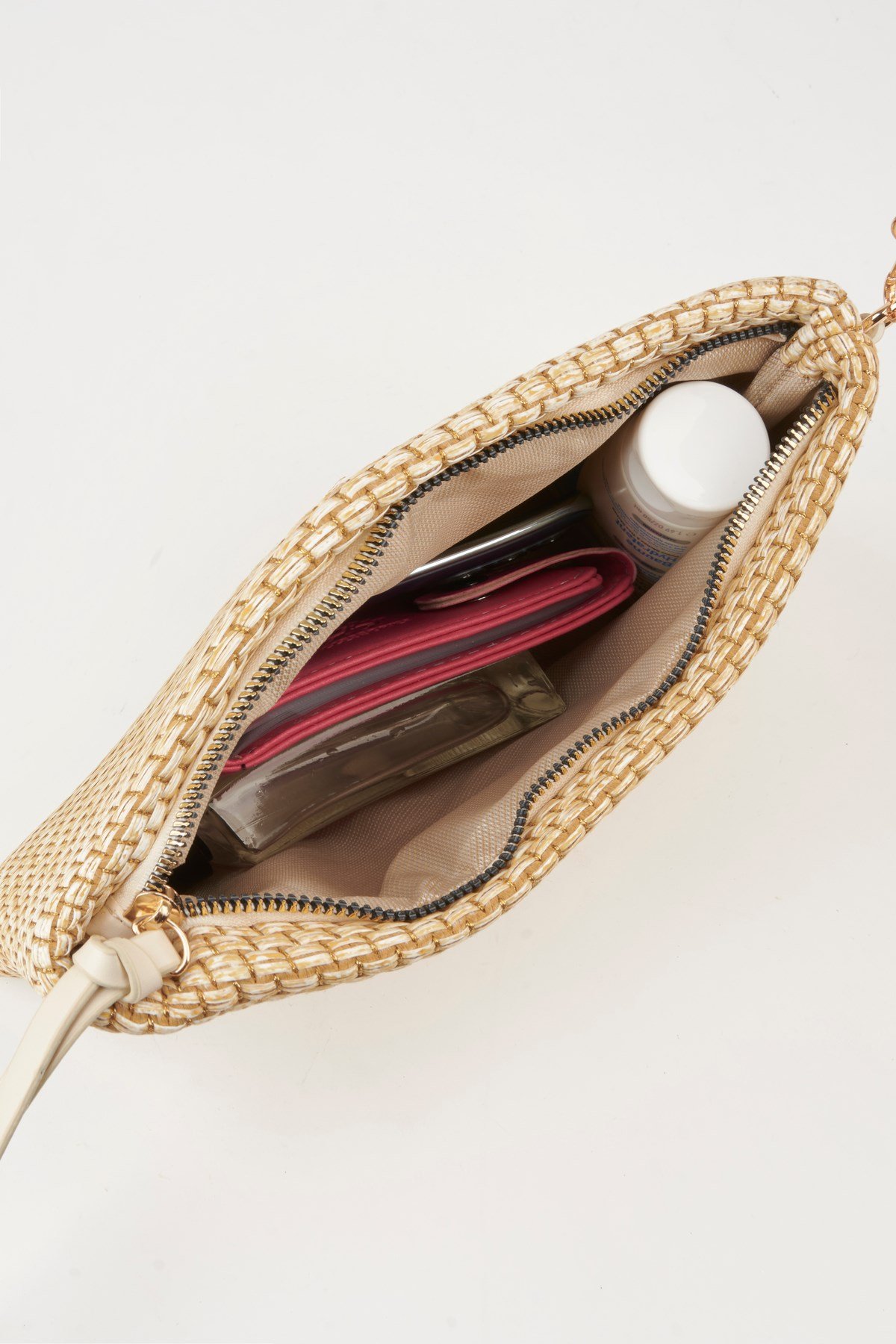Kadın Bellis Hasır Vizon Astarlı Suni Deri Bilek Askılı Portföy El Ve Clutch Çanta