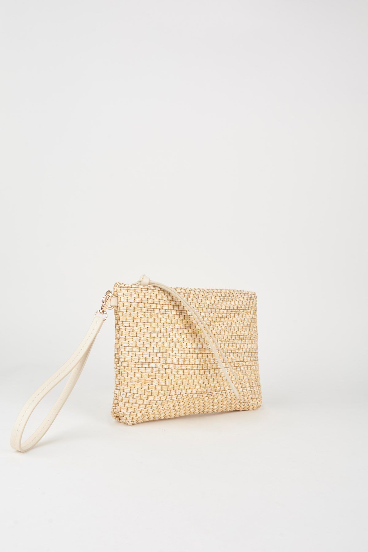 Kadın Bellis Hasır Vizon Astarlı Suni Deri Bilek Askılı Portföy El Ve Clutch Çanta