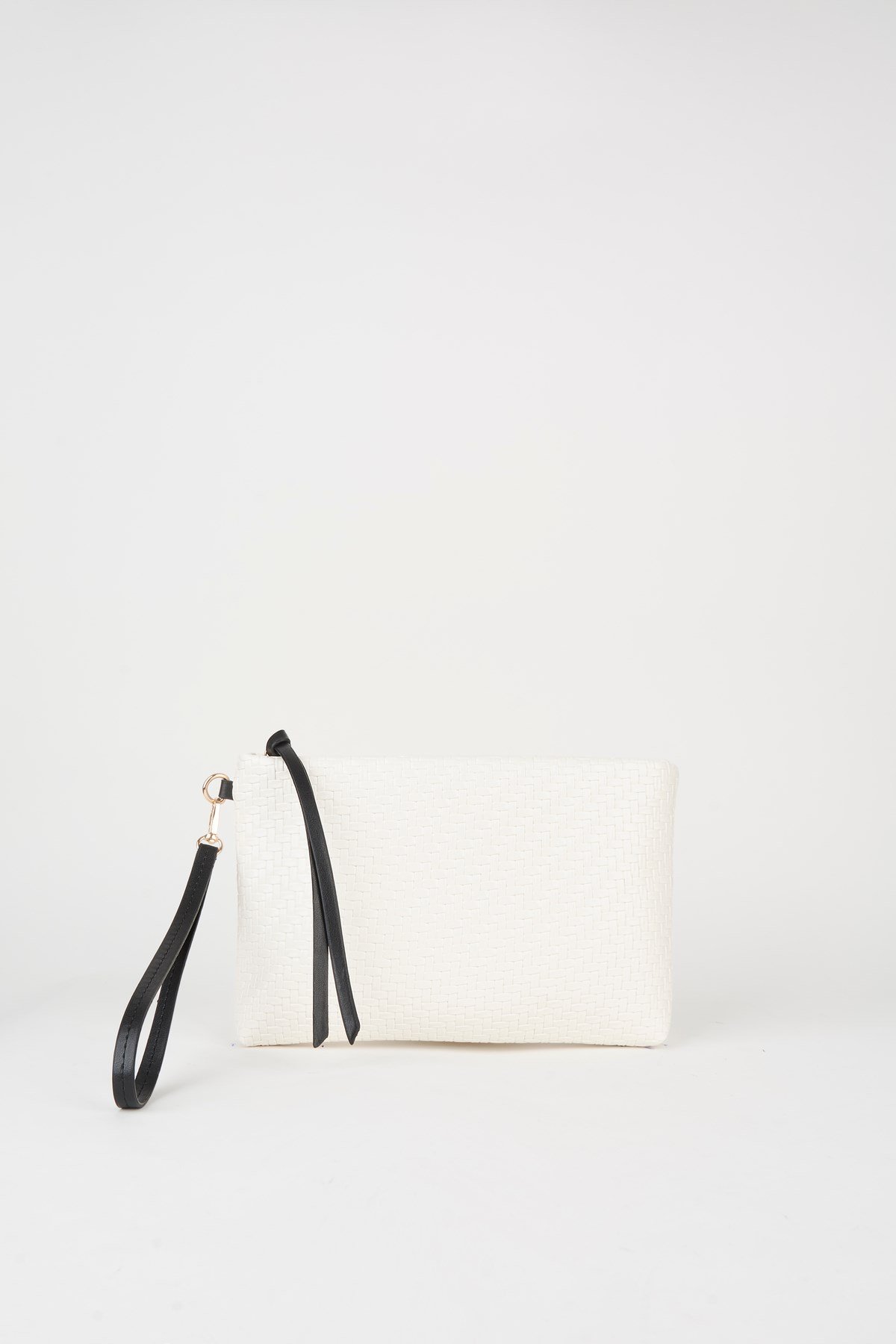 Kadın Bellis Örgü Beyaz Astarlı Suni Deri Bilek Askılı Portföy El Ve Clutch Çanta