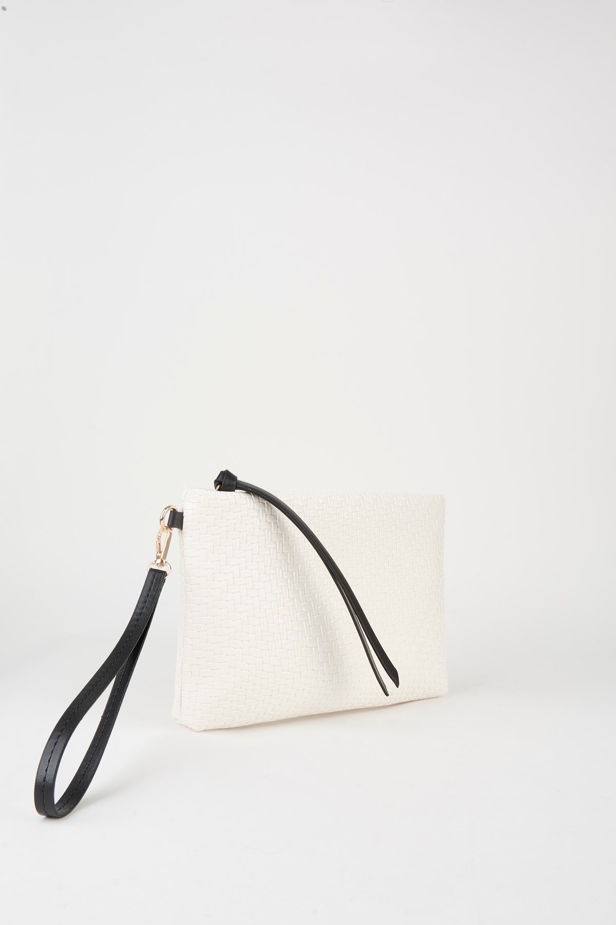 Kadın Bellis Örgü Beyaz Astarlı Suni Deri Bilek Askılı Portföy El Ve Clutch Çanta