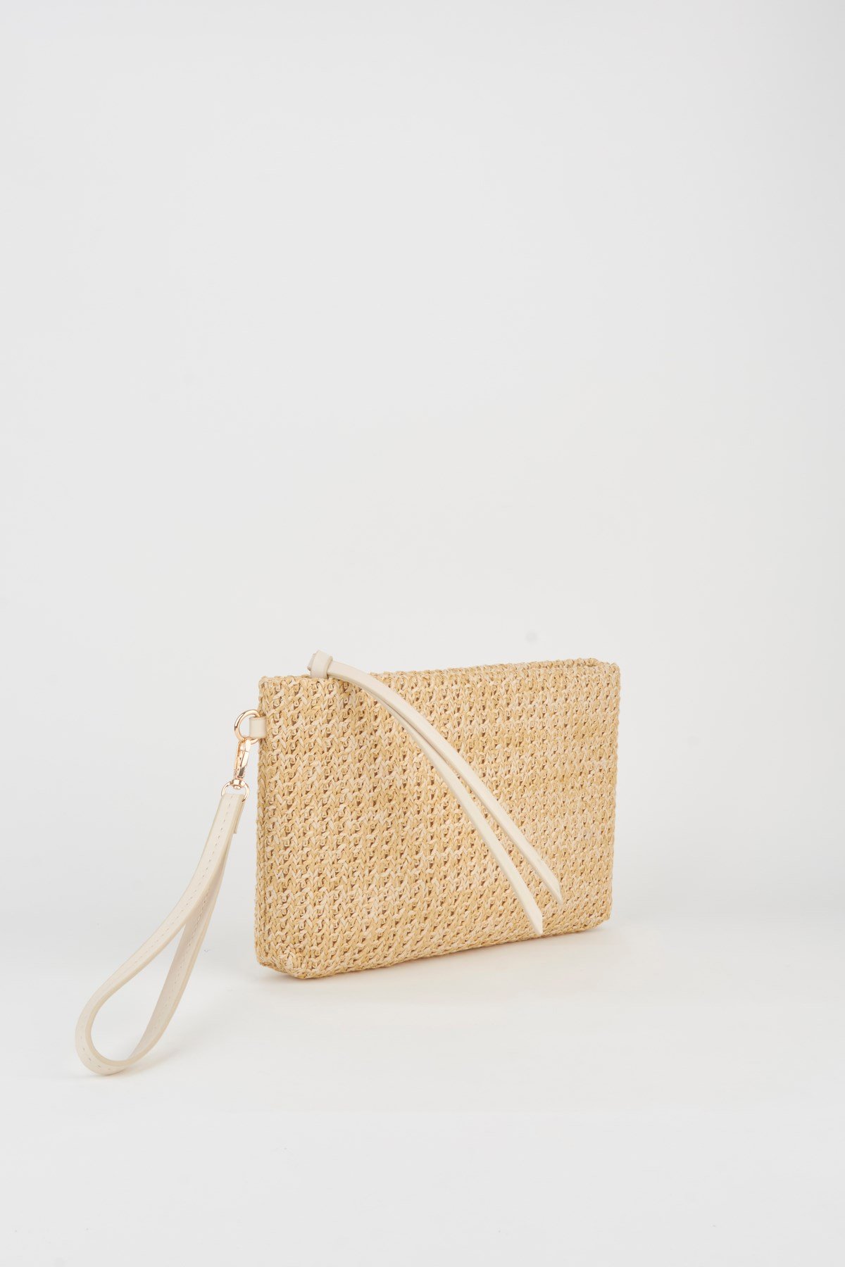 Kadın Bellis Örgü Hasır Astarlı Suni Deri Bilek Askılı Portföy El Ve Clutch Çanta