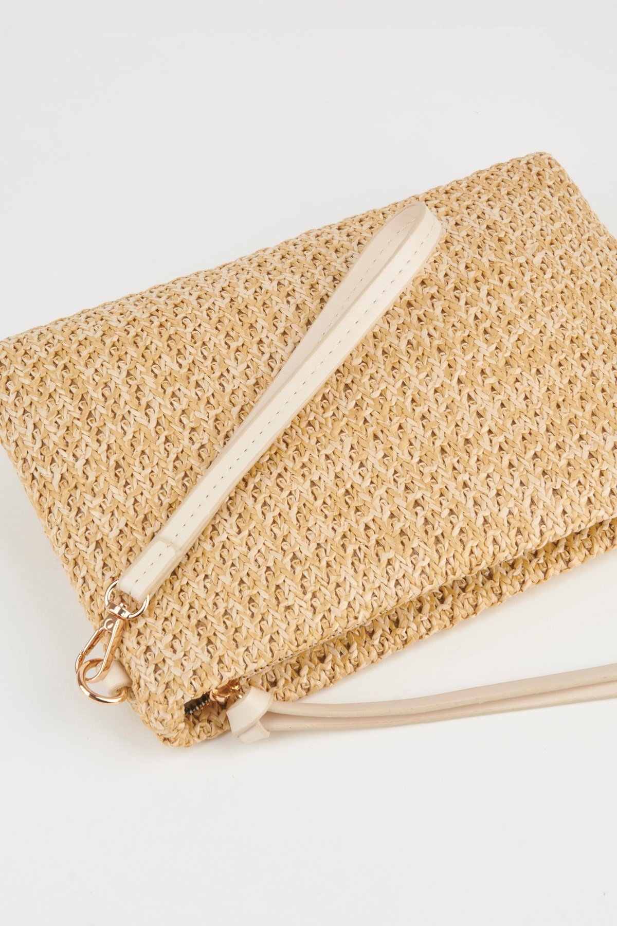Kadın Bellis Örgü Hasır Astarlı Suni Deri Bilek Askılı Portföy El Ve Clutch Çanta
