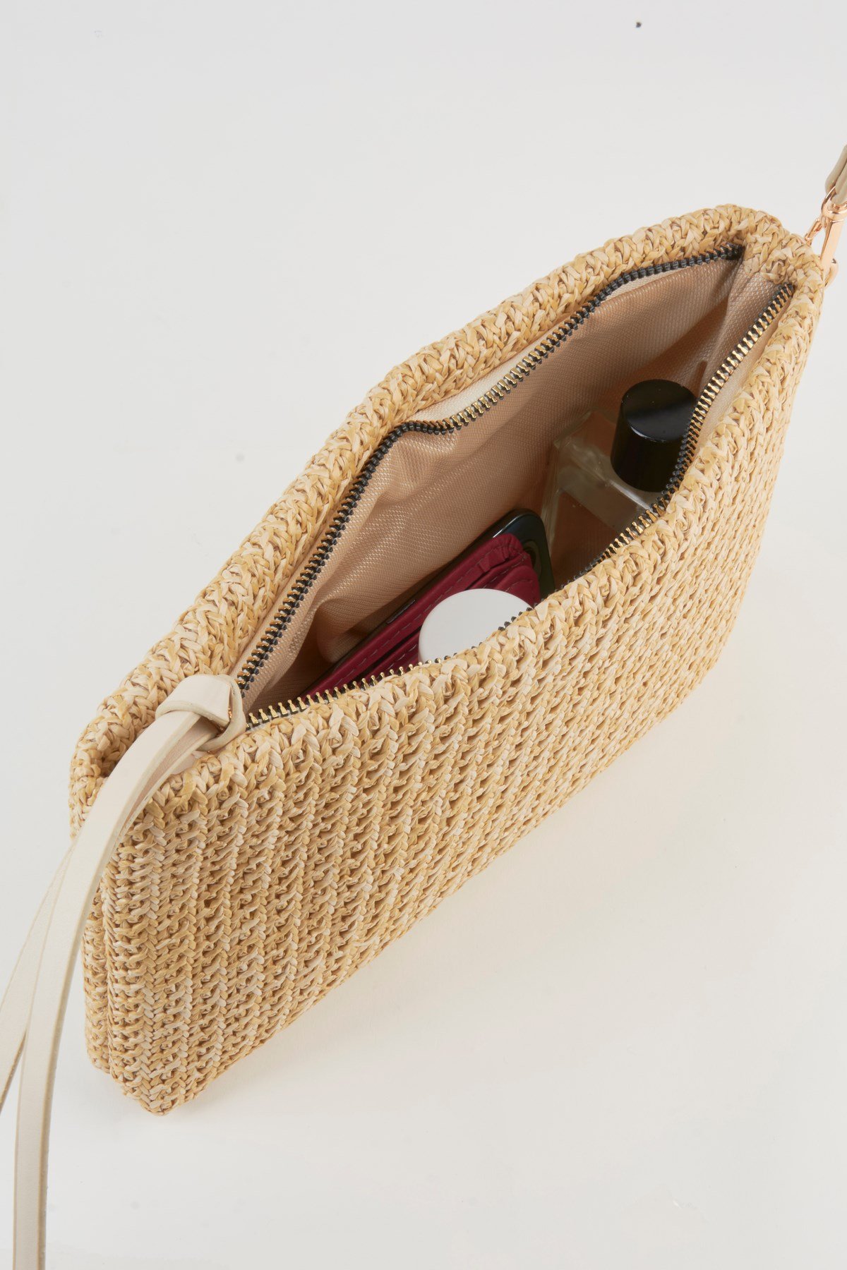 Kadın Bellis Örgü Hasır Astarlı Suni Deri Bilek Askılı Portföy El Ve Clutch Çanta