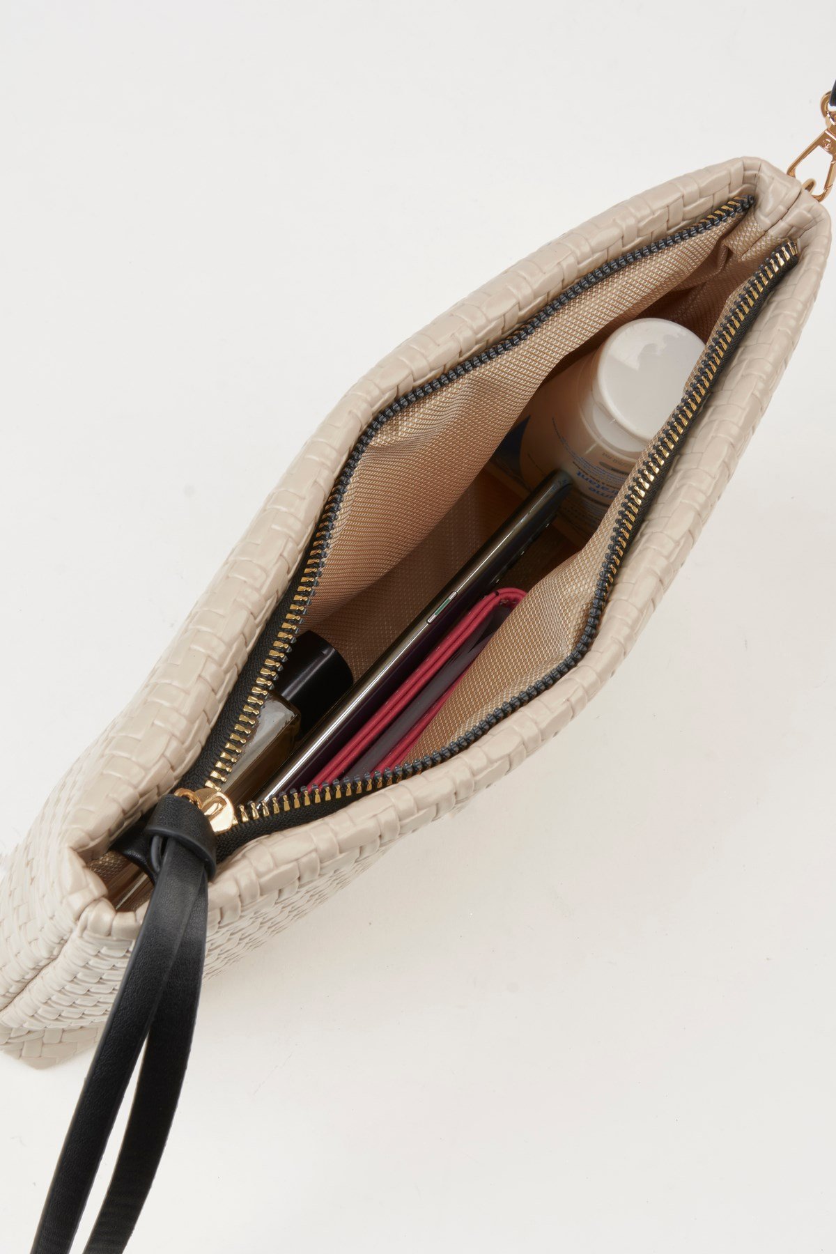 Kadın Bellis Örgü Vizon Astarlı Suni Deri Bilek Askılı Portföy El Ve Clutch Çanta