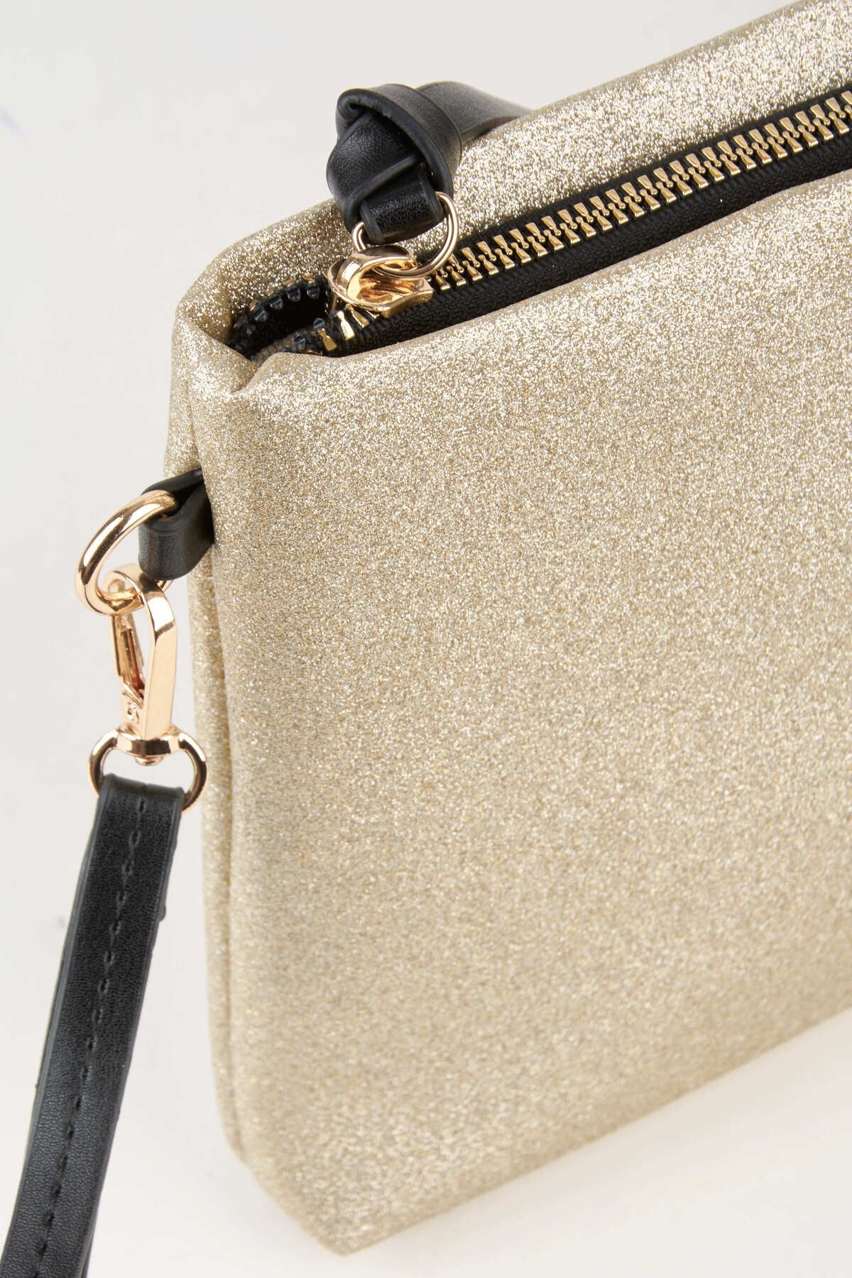 Kadın Bellis Simli Gold Astarlı Suni Deri Bilek Askılı Portföy El Ve Clutch Çanta