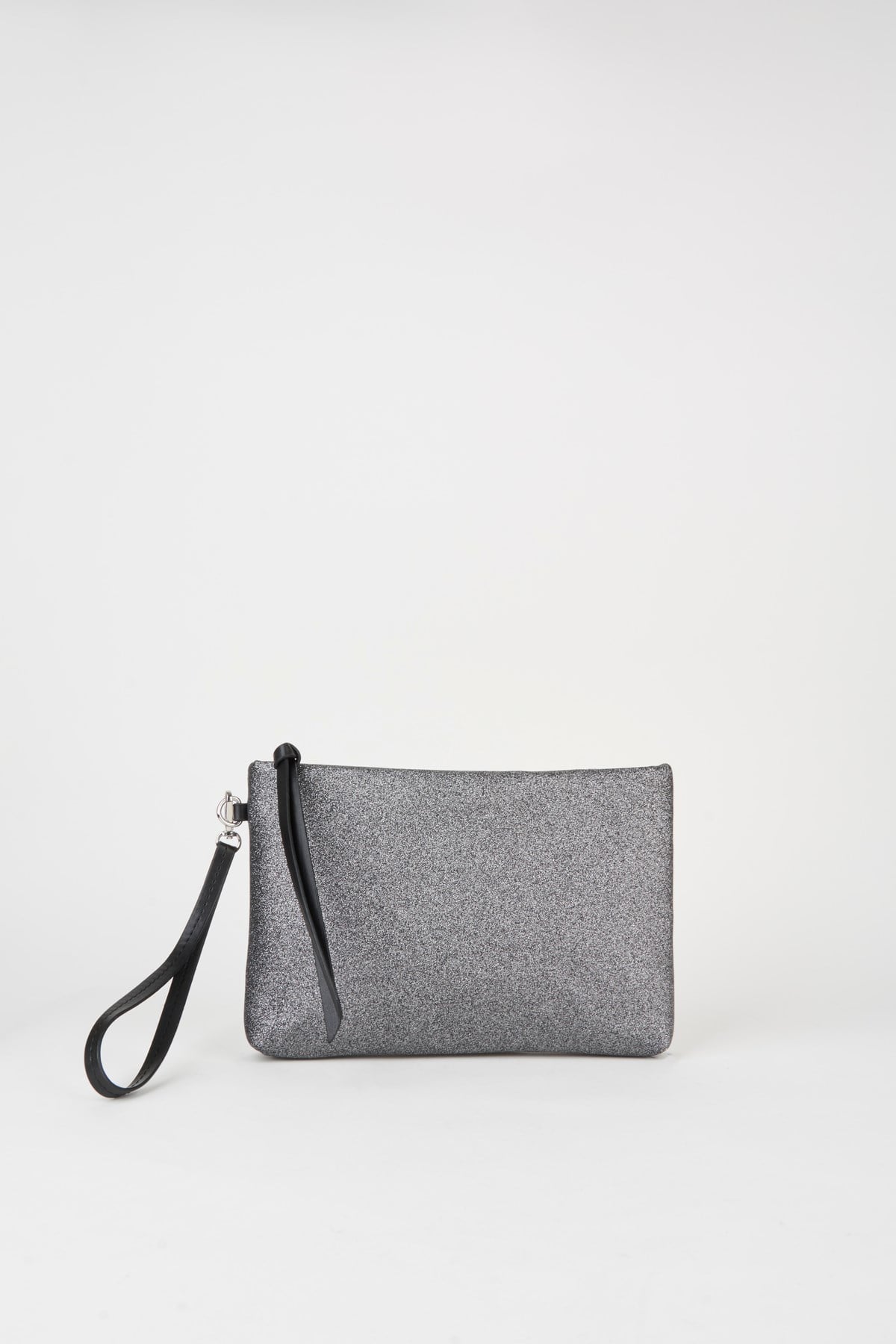 Kadın Bellis Simli Gri Astarlı Suni Deri Bilek Askılı Portföy El Ve Clutch Çanta