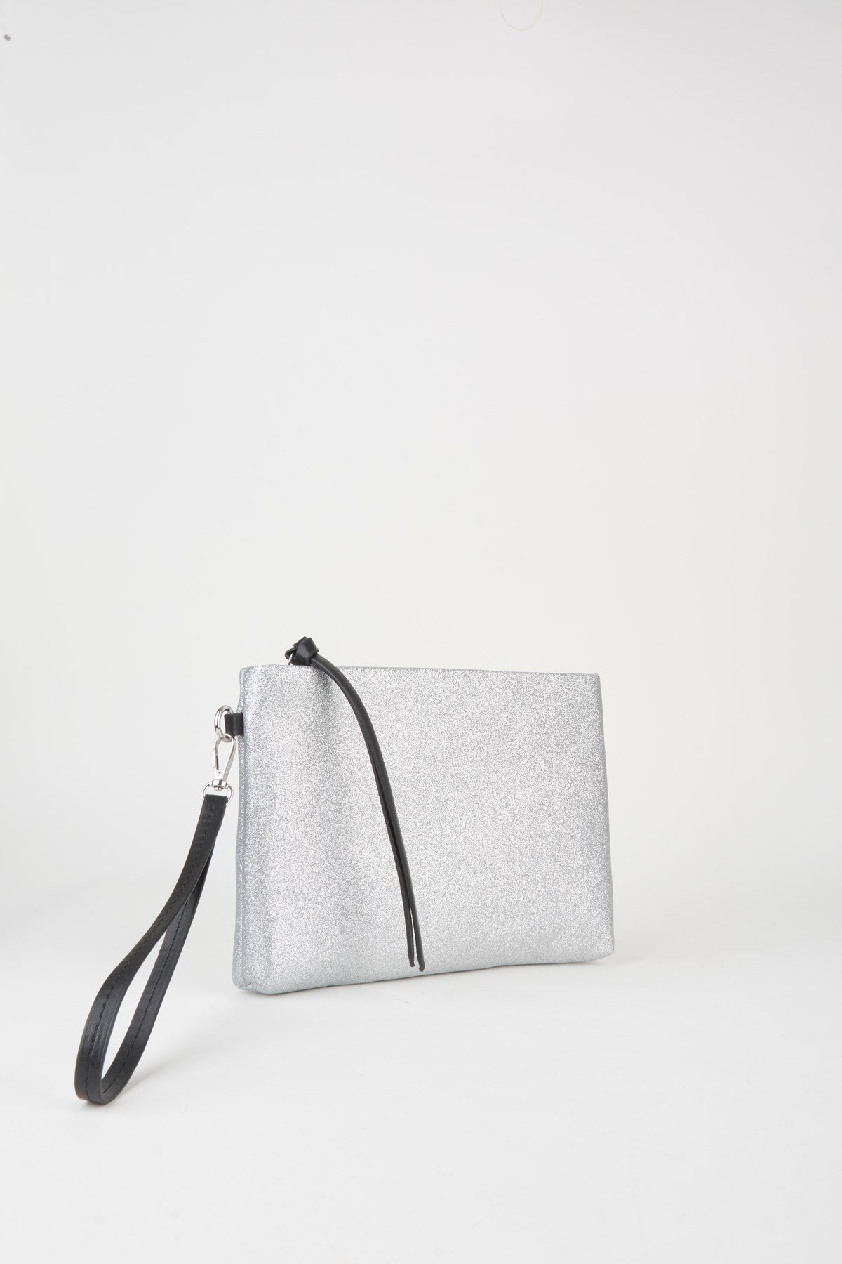 Kadın Bellis Simli Gümüş Astarlı Suni Deri Bilek Askılı Portföy El Ve Clutch Çanta