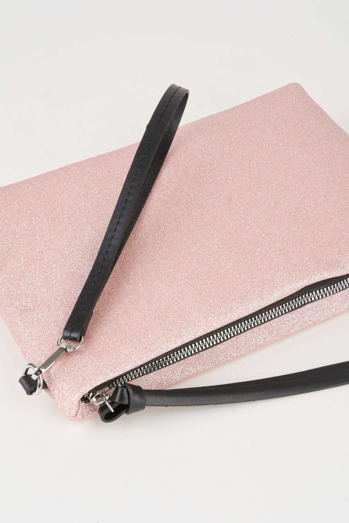 Kadın Bellis Simli Pudra Astarlı Suni Deri Bilek Askılı Portföy El Ve Clutch Çanta