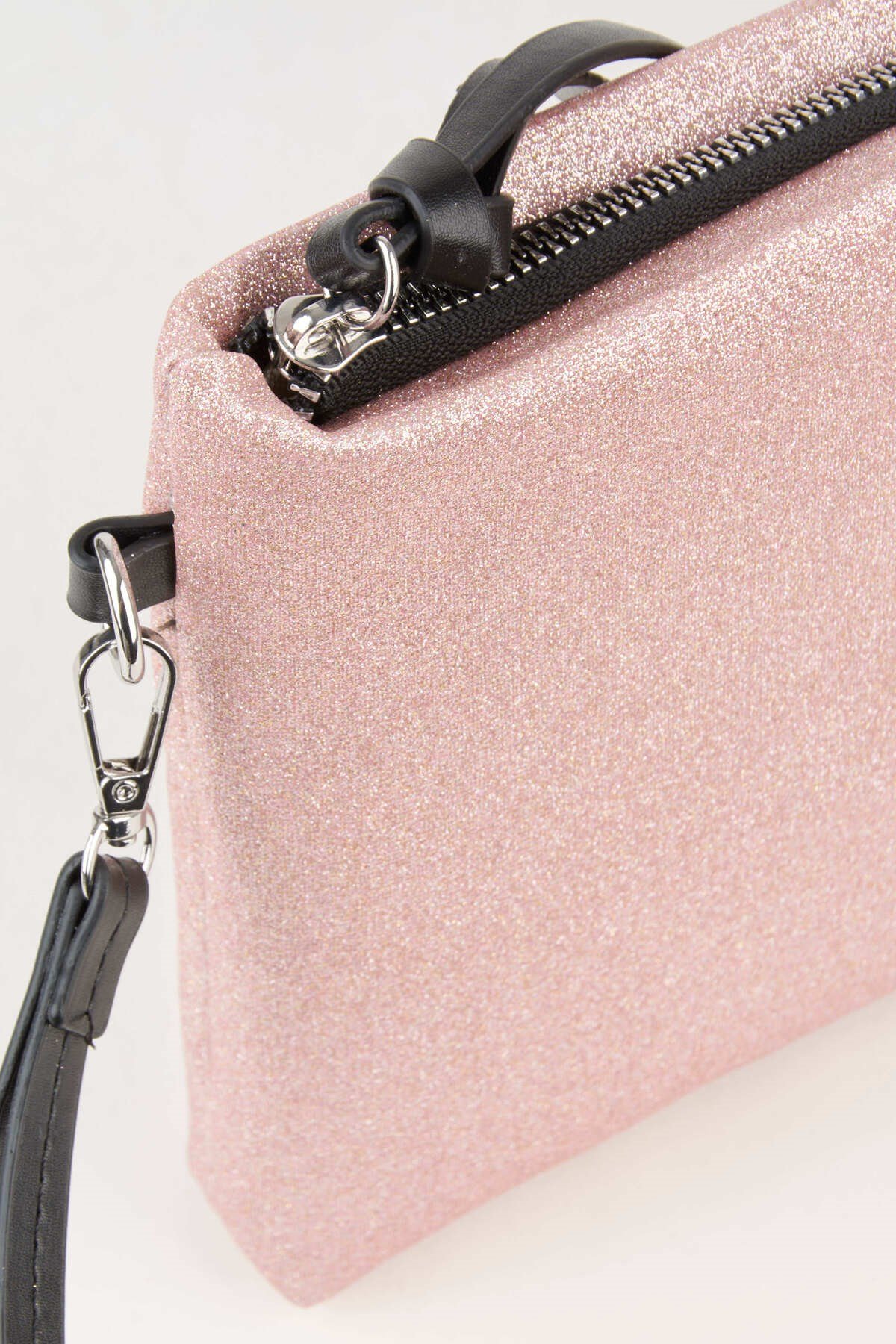 Kadın Bellis Simli Pudra Astarlı Suni Deri Bilek Askılı Portföy El Ve Clutch Çanta