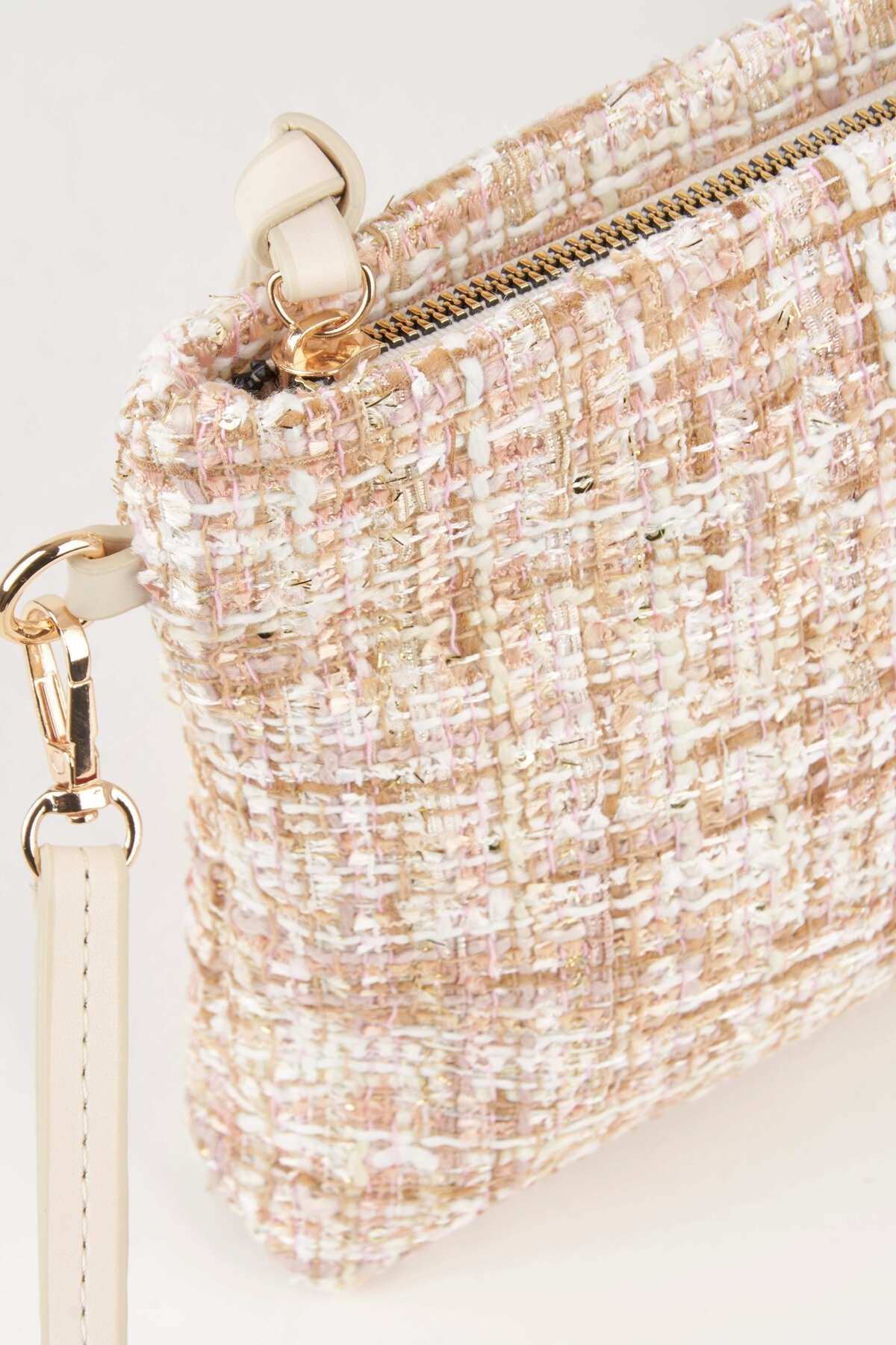 Kadın Bellis Tweed Krem-Pudra Astarlı Bilek Askılı Portföy El Ve Clutch Çanta