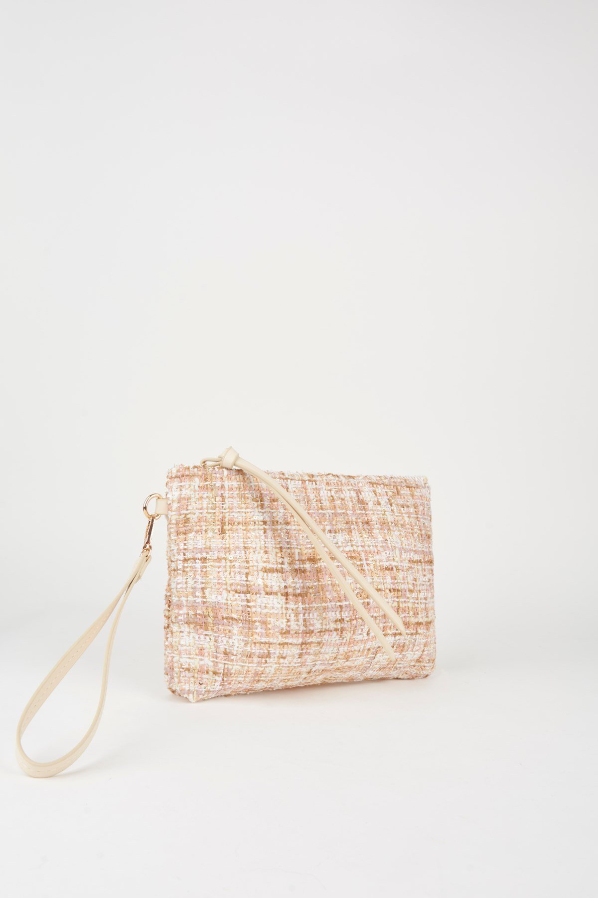 Kadın Bellis Tweed Krem-Pudra Astarlı Bilek Askılı Portföy El Ve Clutch Çanta