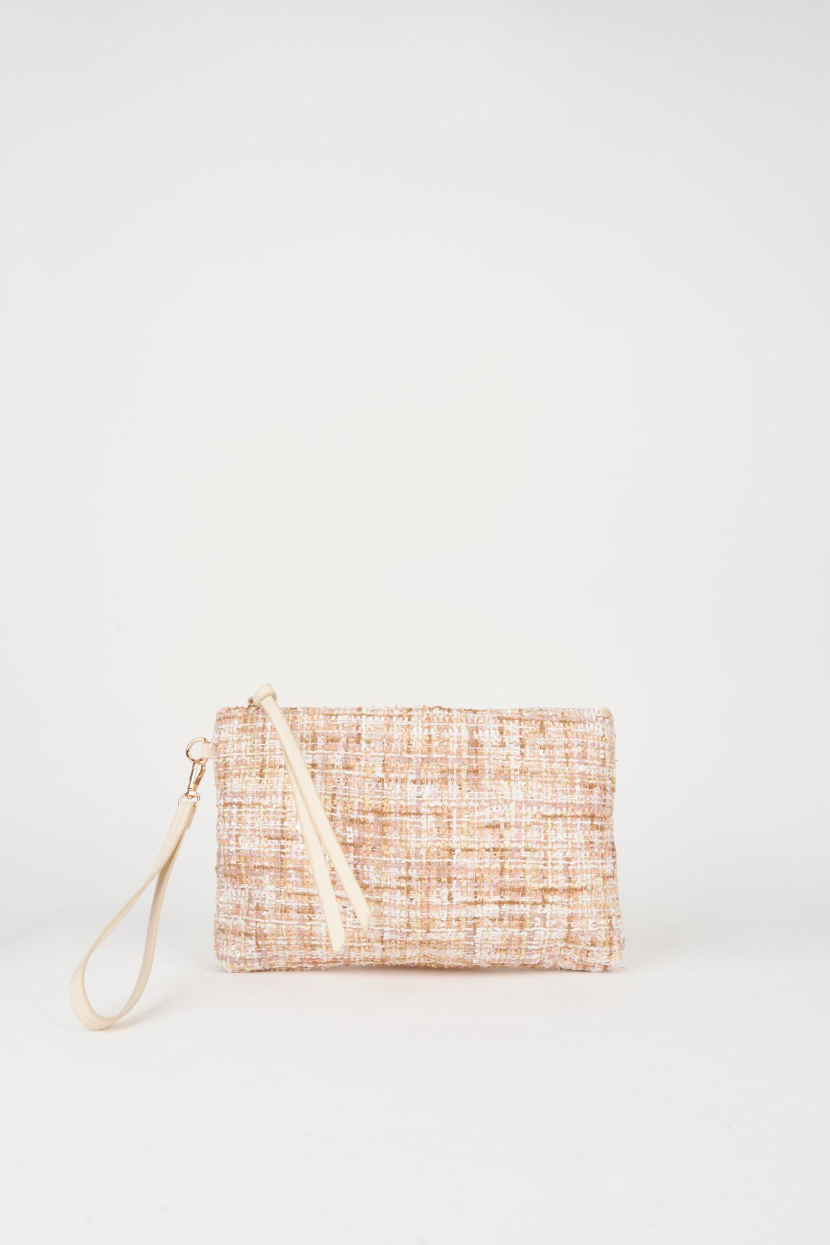 Kadın Bellis Tweed Krem-Pudra Astarlı Bilek Askılı Portföy El Ve Clutch Çanta