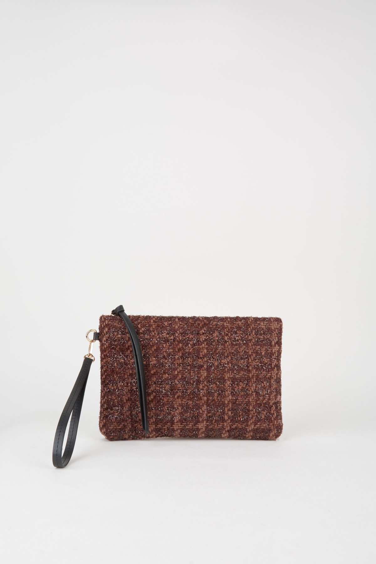 Kadın Bellis Tweet Kumaş Acı Kahve Astarlı Suni Deri Bilek Askılı Portföy El Ve Clutch Çanta