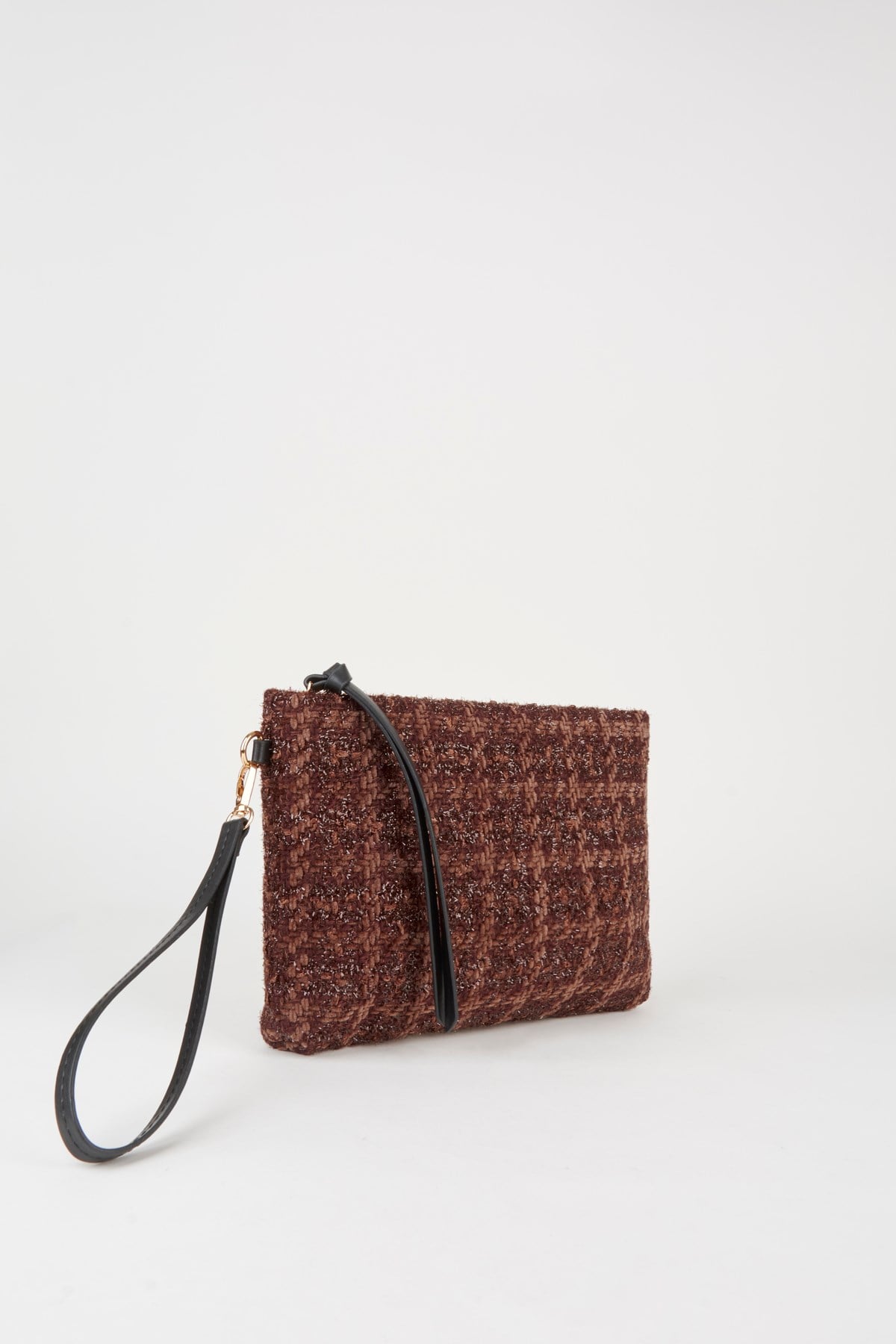 Kadın Bellis Tweet Kumaş Acı Kahve Astarlı Suni Deri Bilek Askılı Portföy El Ve Clutch Çanta