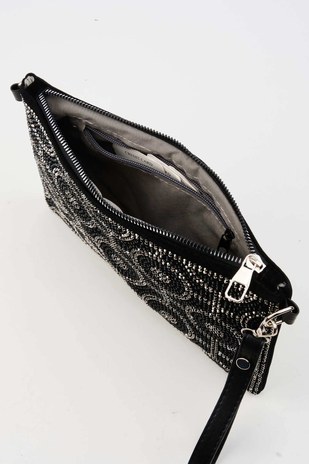 Kadın Halka Altın Taşlı Süet Bilek Askılı Ve Zincir Askılı Portföy El Ve Clutch Çanta