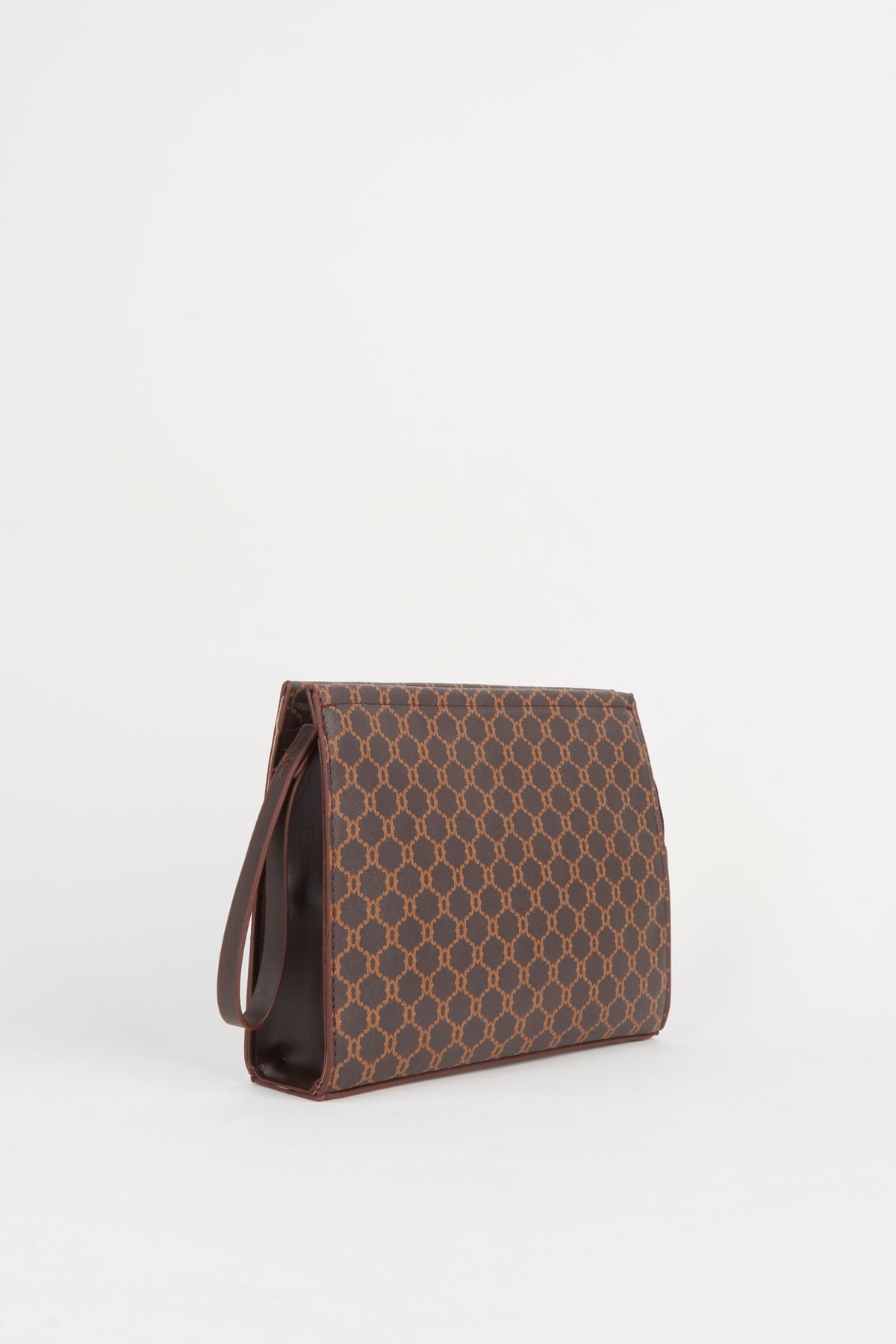 Kadın Petunya Desenli Acı Kahve Astarlı Suni Deri Bilek Askılı Portföy El Ve Clutch Çanta
