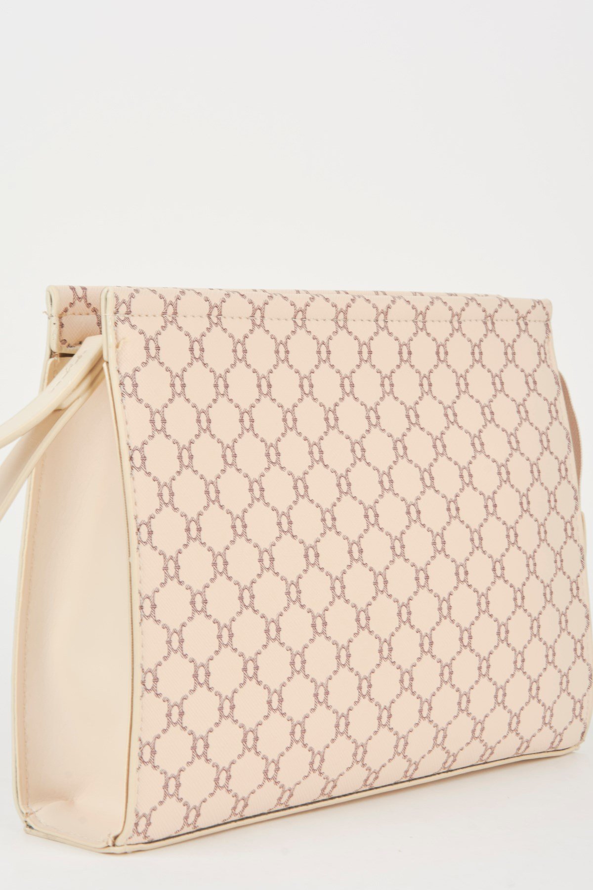 Kadın Petunya Desenli Krem Astarlı Suni Deri Bilek Askılı Portföy El Ve Clutch Çanta