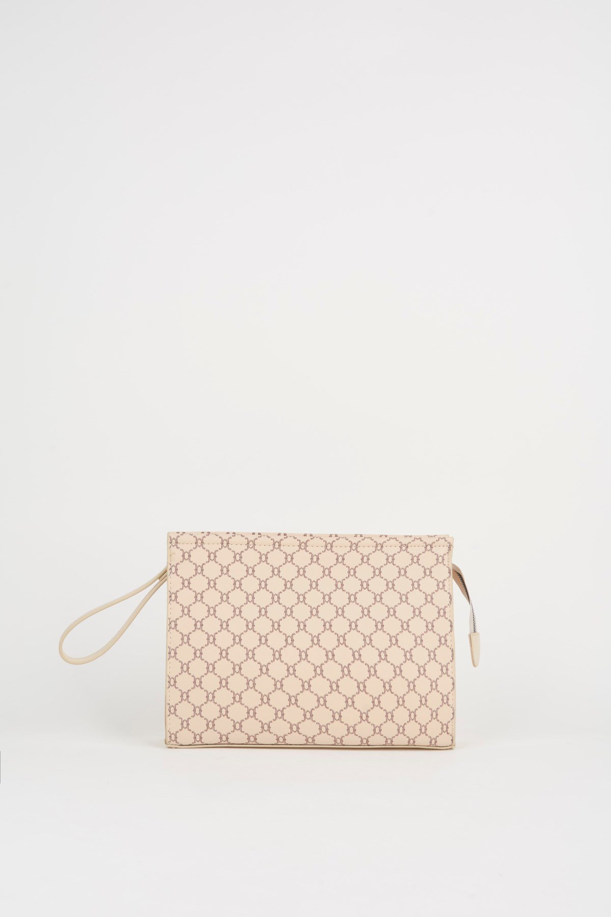 Kadın Petunya Desenli Krem Astarlı Suni Deri Bilek Askılı Portföy El Ve Clutch Çanta