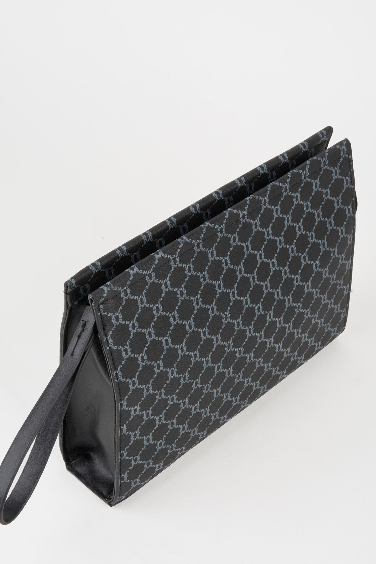 Kadın Petunya Desenli Siyah Astarlı Suni Deri Bilek Askılı Portföy El Ve Clutch Çanta