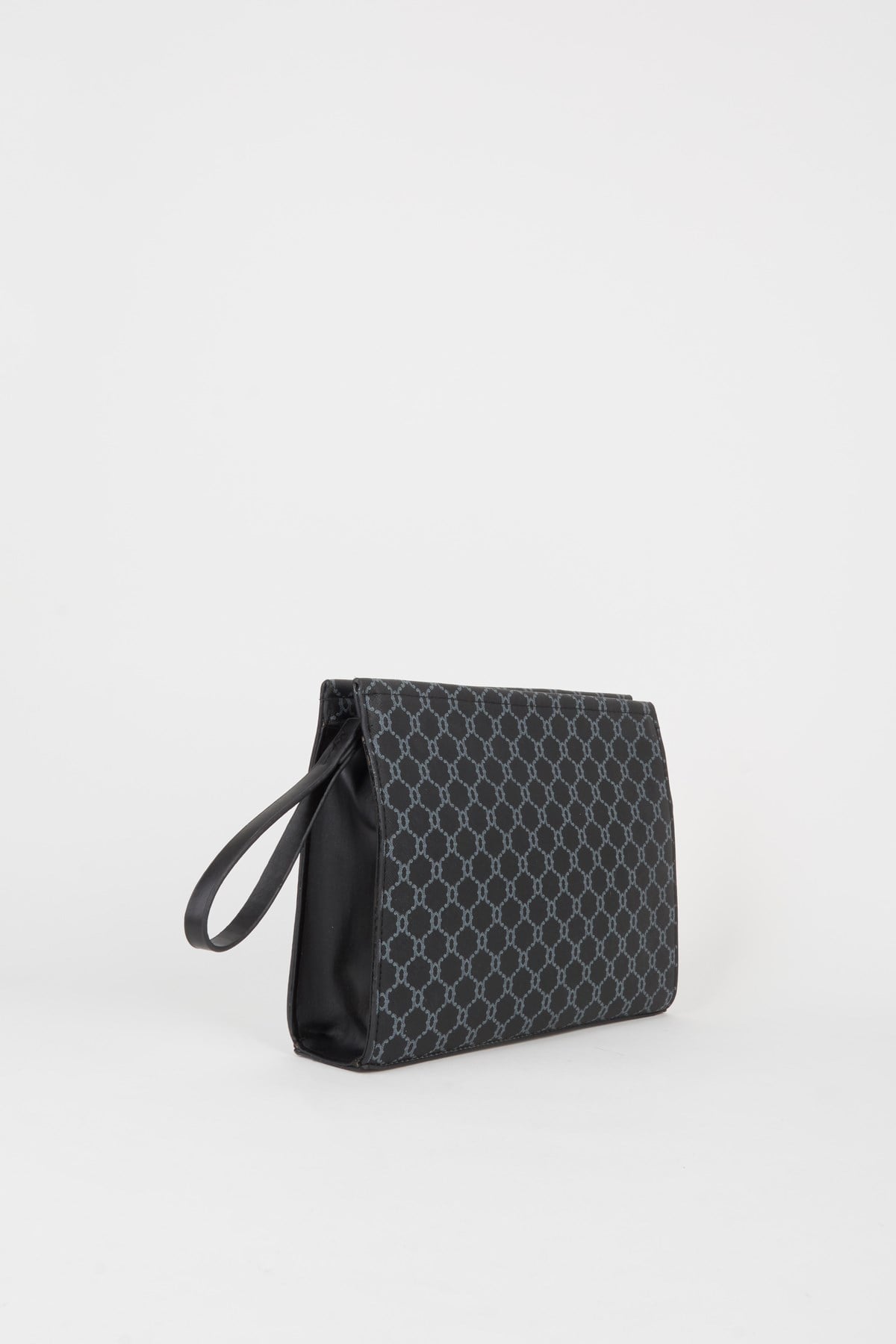 Kadın Petunya Desenli Siyah Astarlı Suni Deri Bilek Askılı Portföy El Ve Clutch Çanta