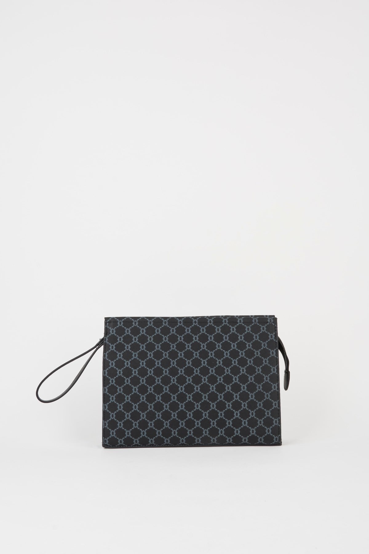 Kadın Petunya Desenli Siyah Astarlı Suni Deri Bilek Askılı Portföy El Ve Clutch Çanta