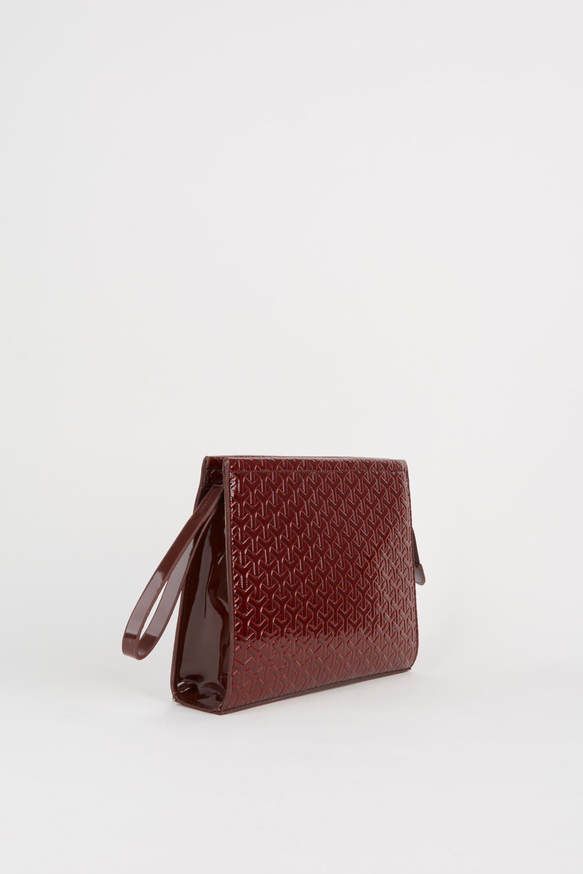 Kadın Petunya Dokulu Acı Kahve Astarlı Suni Deri Bilek Askılı Portföy El Ve Clutch Çanta