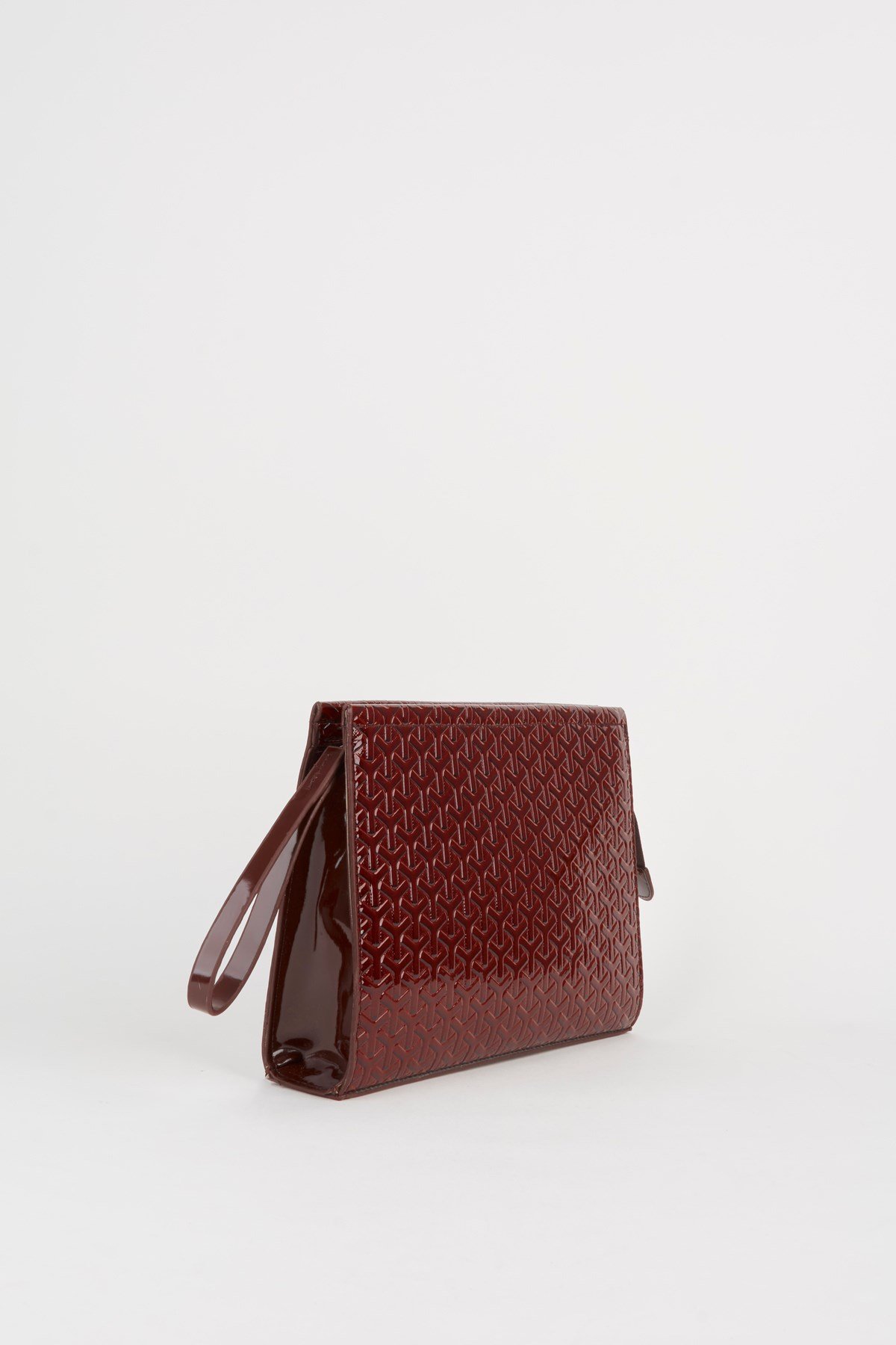 Kadın Petunya Dokulu Acı Kahve Astarlı Suni Deri Bilek Askılı Portföy El Ve Clutch Çanta