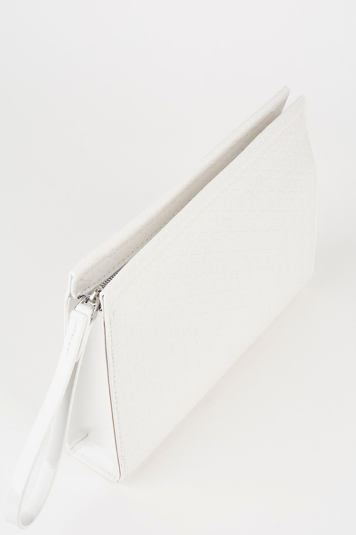 Kadın Petunya Dokulu Beyaz Astarlı Suni Deri Bilek Askılı Portföy El Ve Clutch Çanta
