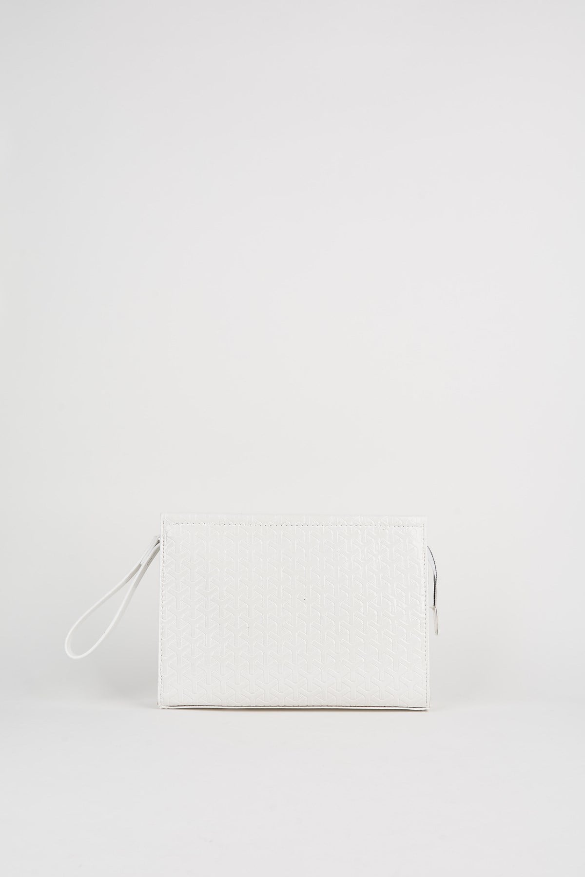 Kadın Petunya Dokulu Beyaz Astarlı Suni Deri Bilek Askılı Portföy El Ve Clutch Çanta