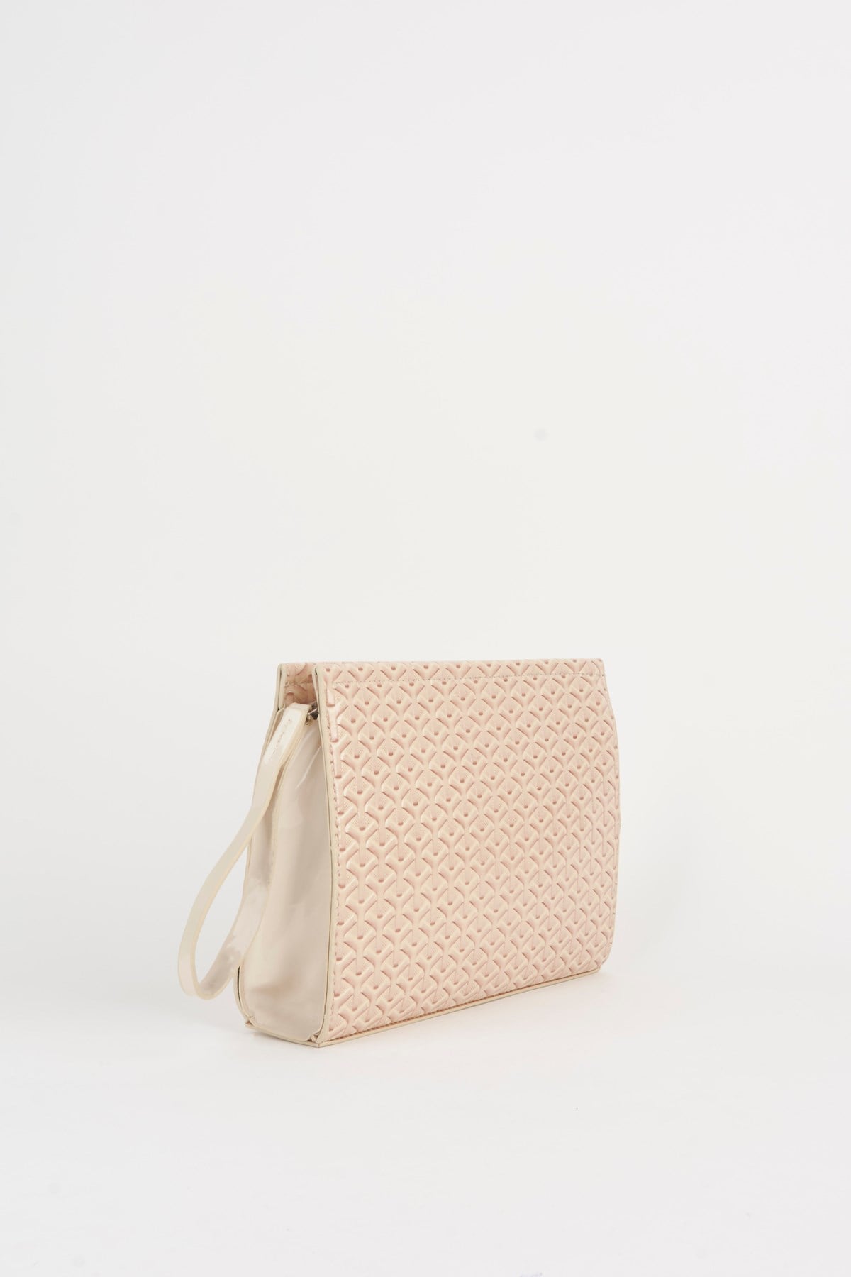 Kadın Petunya Dokulu Krem Astarlı Suni Deri Bilek Askılı Portföy El Ve Clutch Çanta