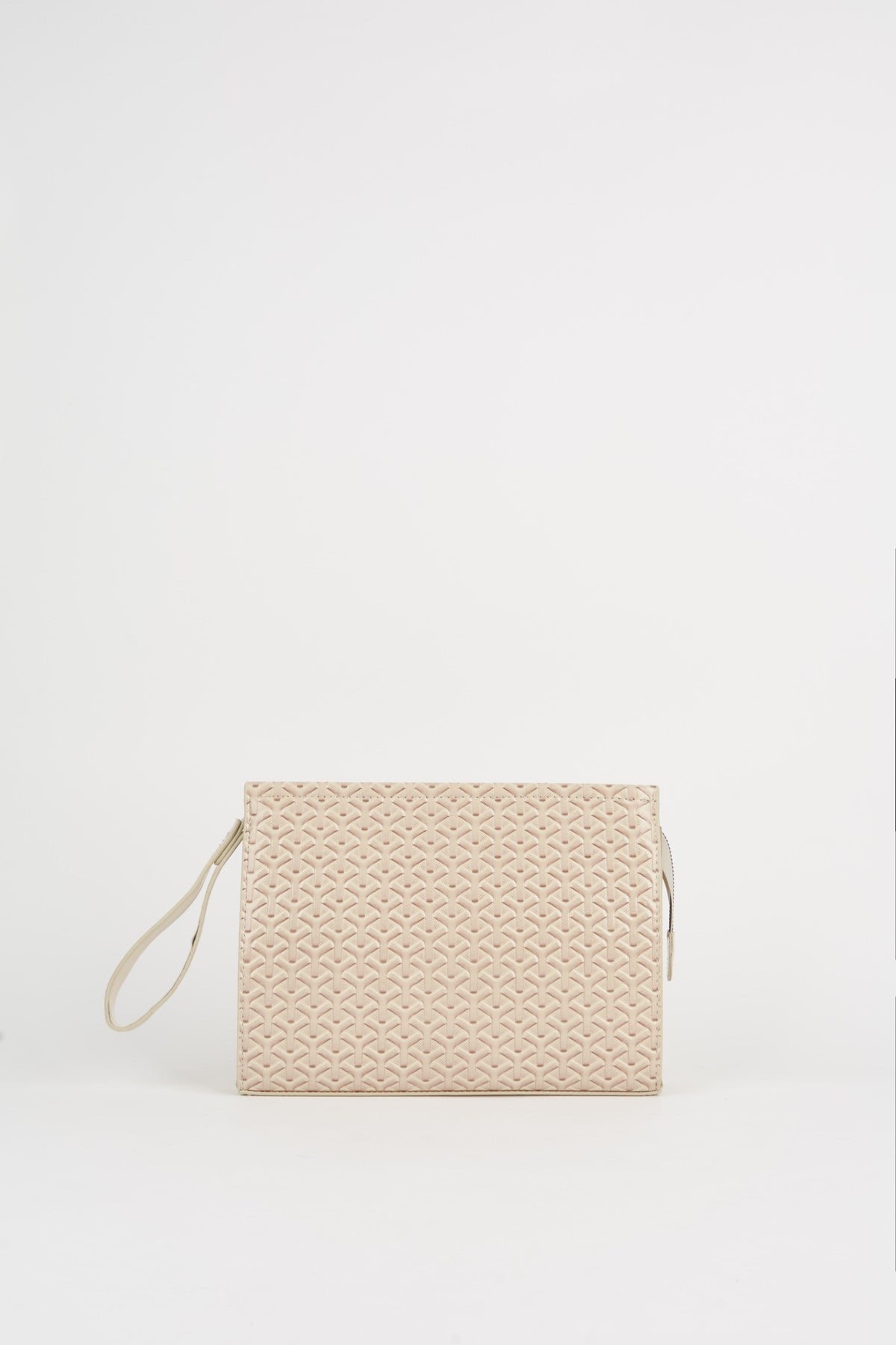 Kadın Petunya Dokulu Krem Astarlı Suni Deri Bilek Askılı Portföy El Ve Clutch Çanta