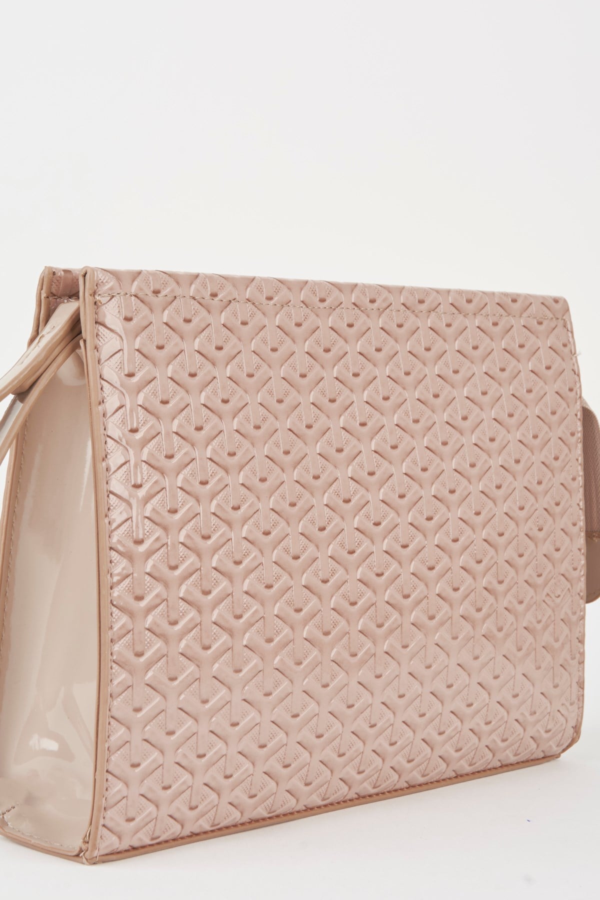 Kadın Petunya Dokulu Vizon Astarlı Suni Deri Bilek Askılı Portföy El Ve Clutch Çanta