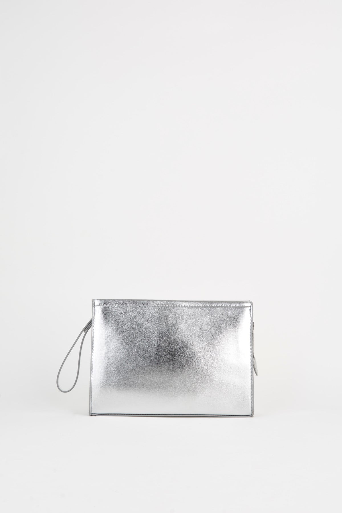 Kadın Petunya Gümüş Astarlı Suni Deri Bilek Askılı Portföy El Ve Clutch Çanta