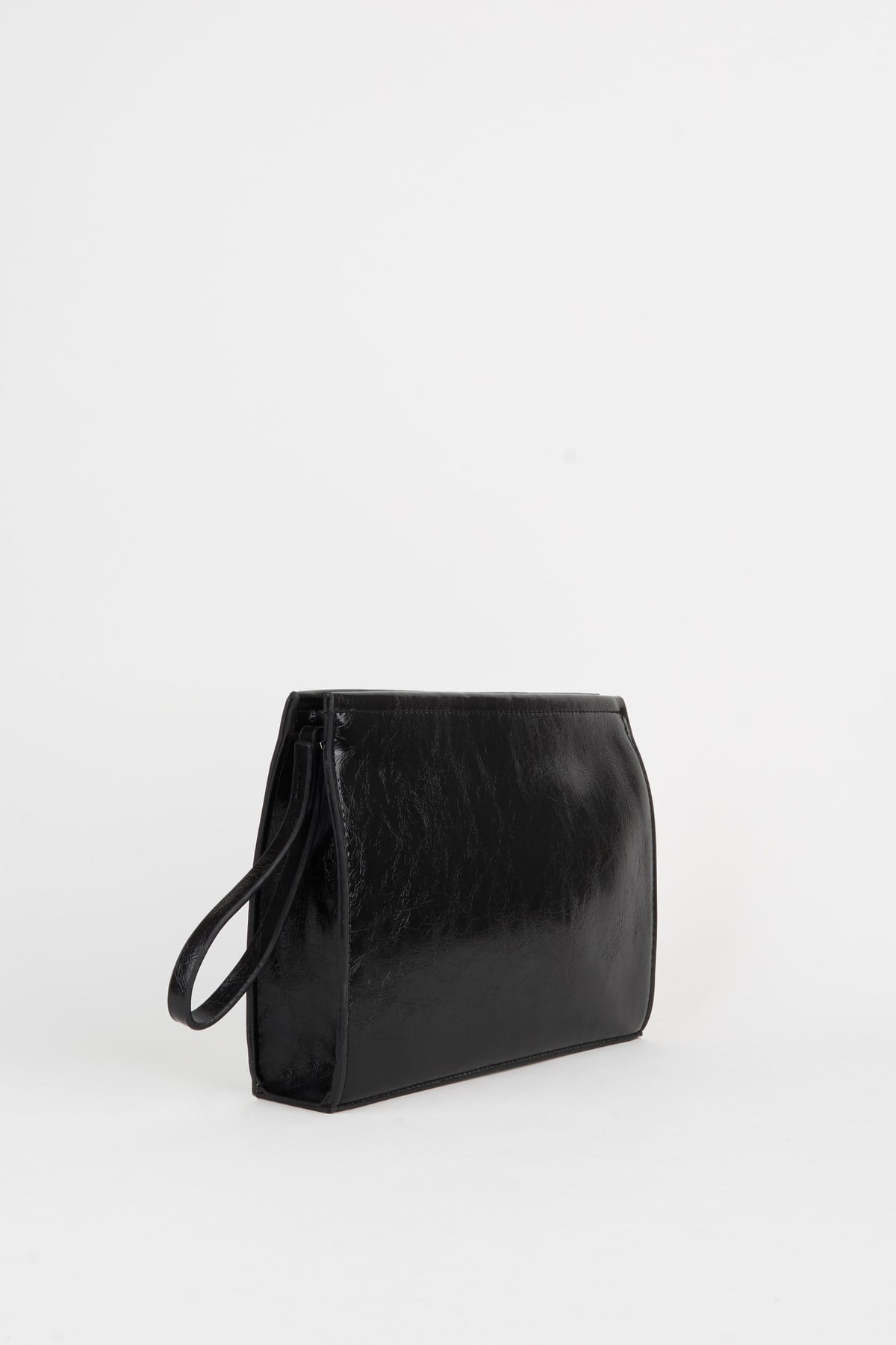 Kadın Petunya Siyah Astarlı Suni Deri Bilek Askılı Portföy El Ve Clutch Çanta