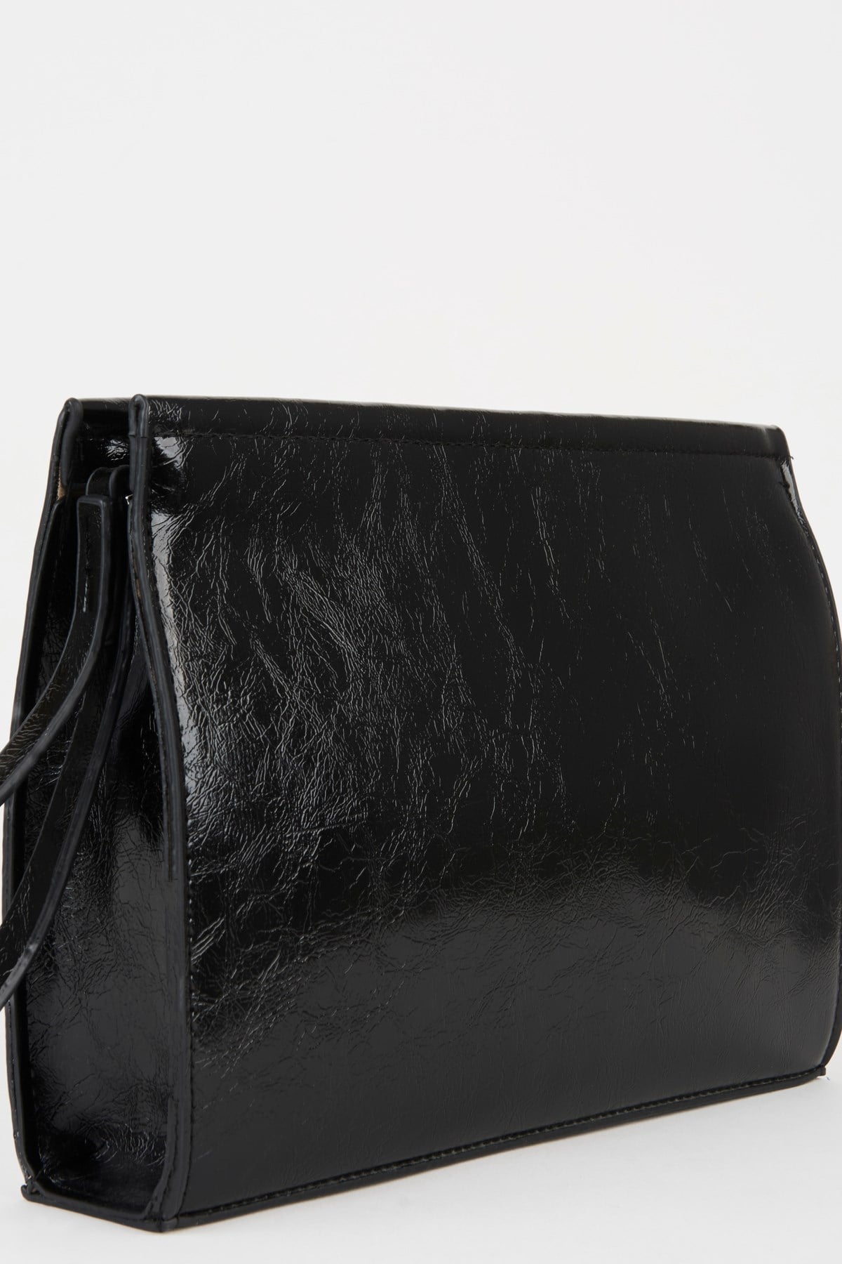 Kadın Petunya Siyah Astarlı Suni Deri Bilek Askılı Portföy El Ve Clutch Çanta