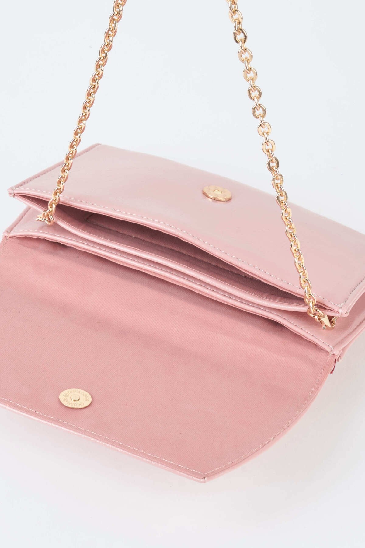 Kadın Pudra Zarf Tasarım 2 Bölmeli Mini Zincir Askılı Çıt Çıt Kapama Clutch Ve El Çantası