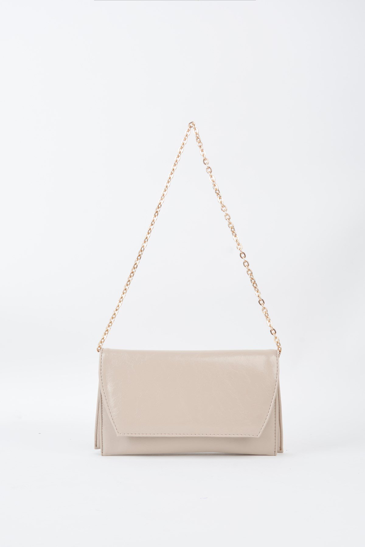 Kadın Vizon Zarf Tasarım 2 Bölmeli Mini Zincir Askılı Çıt Çıt Kapama Clutch Ve El Çantası