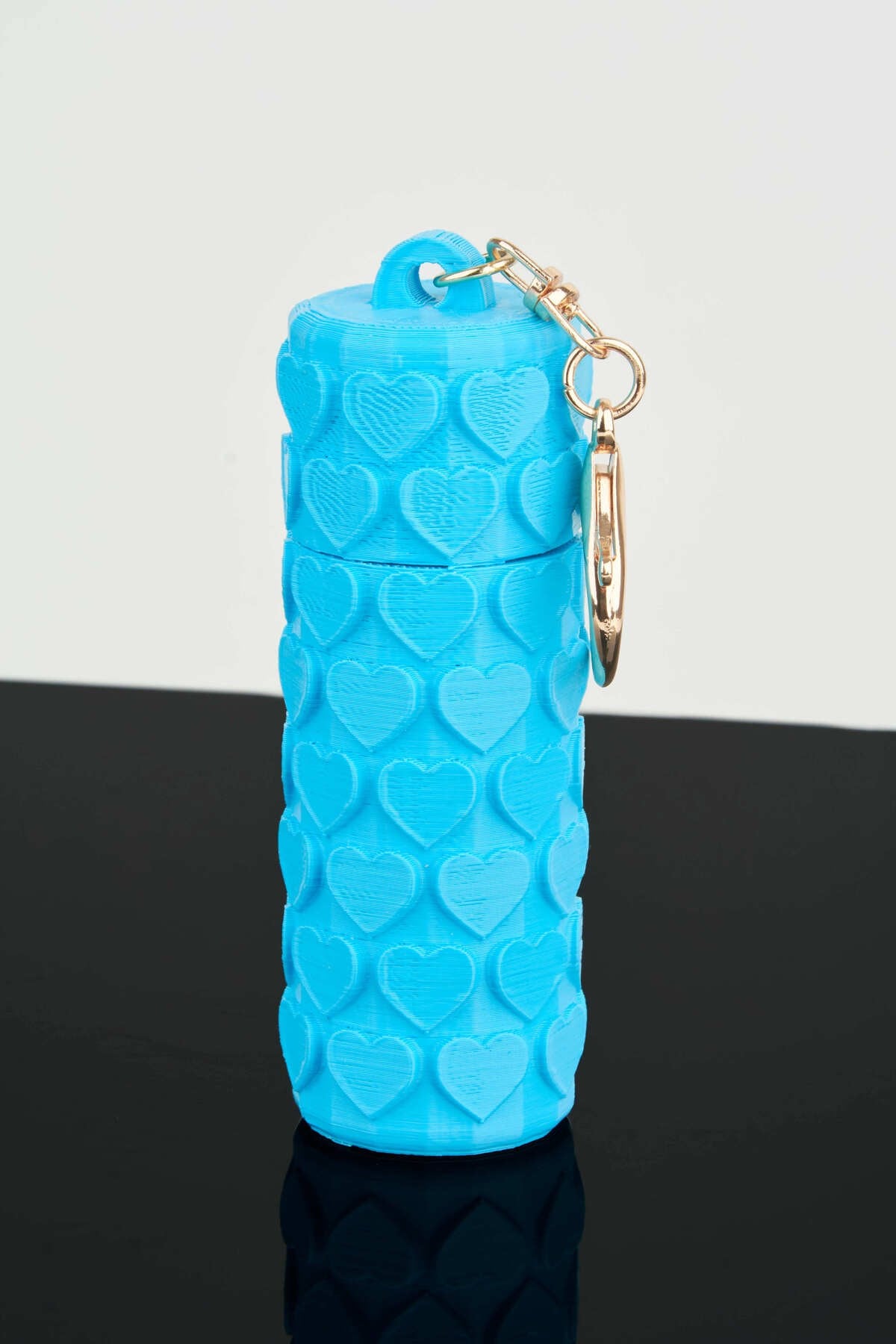 Kalp Desenli Bebe Mavi Ruj Lip Gloss Kılıfı 3D Baskı Charm Çanta Aksesuarı Anahtarlık