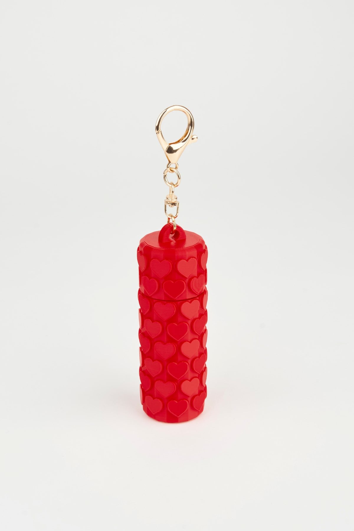 Kalp Desenli Kırmızı Ruj Lip Gloss Kılıfı 3D Baskı Charm Çanta Aksesuarı Anahtarlık