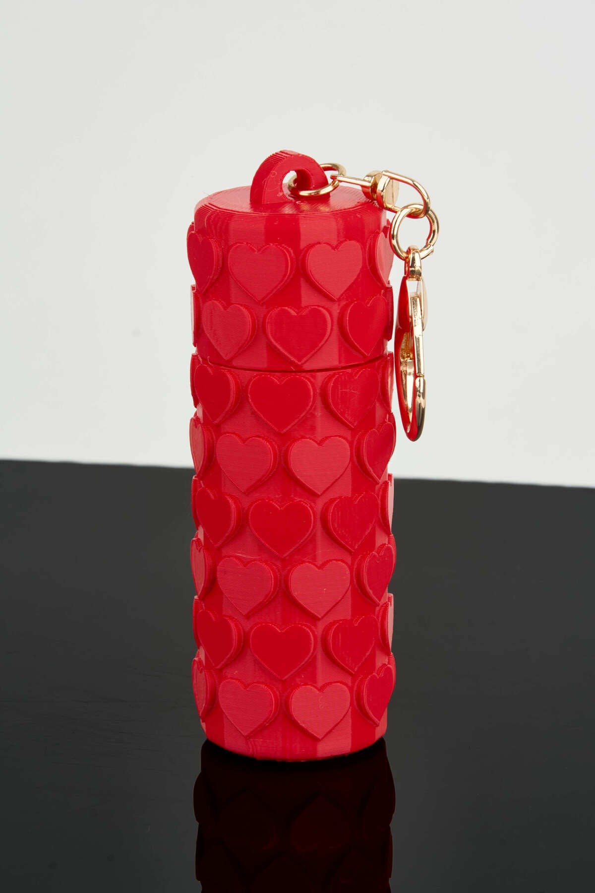 Kalp Desenli Kırmızı Ruj Lip Gloss Kılıfı 3D Baskı Charm Çanta Aksesuarı Anahtarlık