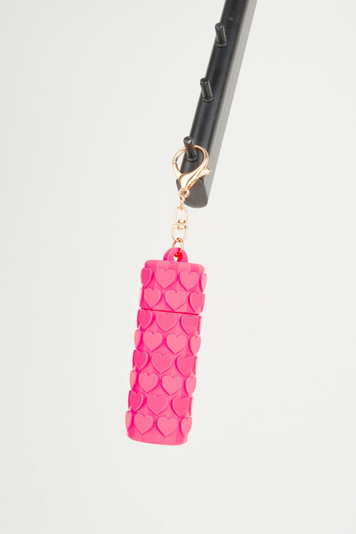Kalp Desenli Pembe Ruj Lip Gloss Kılıfı 3D Baskı Charm Çanta Aksesuarı Anahtarlık