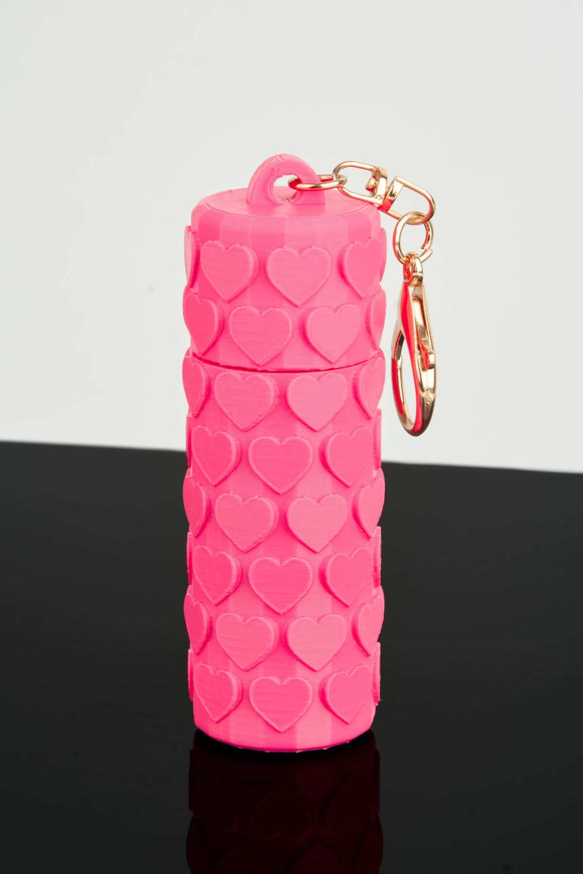 Kalp Desenli Pembe Ruj Lip Gloss Kılıfı 3D Baskı Charm Çanta Aksesuarı Anahtarlık