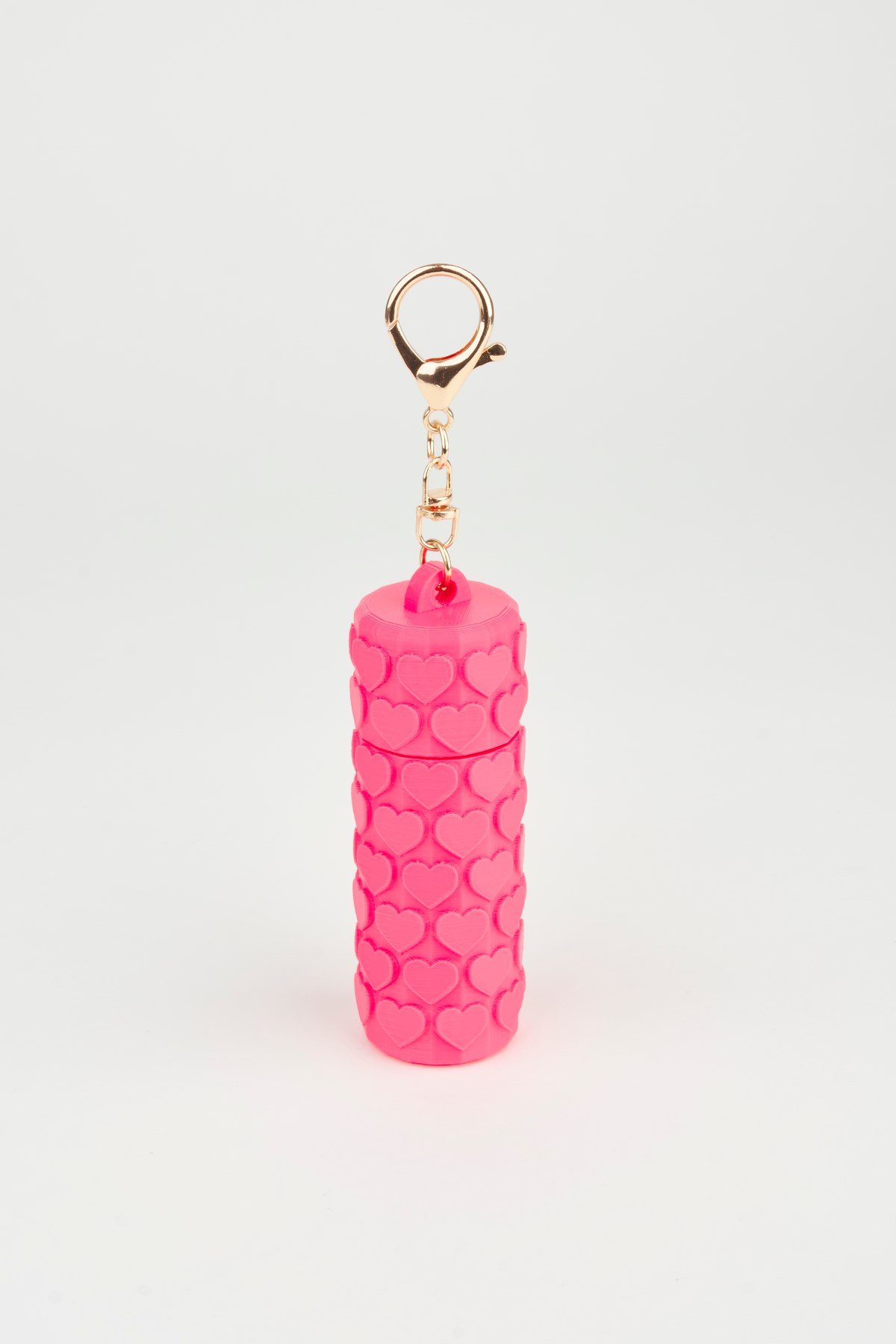 Kalp Desenli Pembe Ruj Lip Gloss Kılıfı 3D Baskı Charm Çanta Aksesuarı Anahtarlık