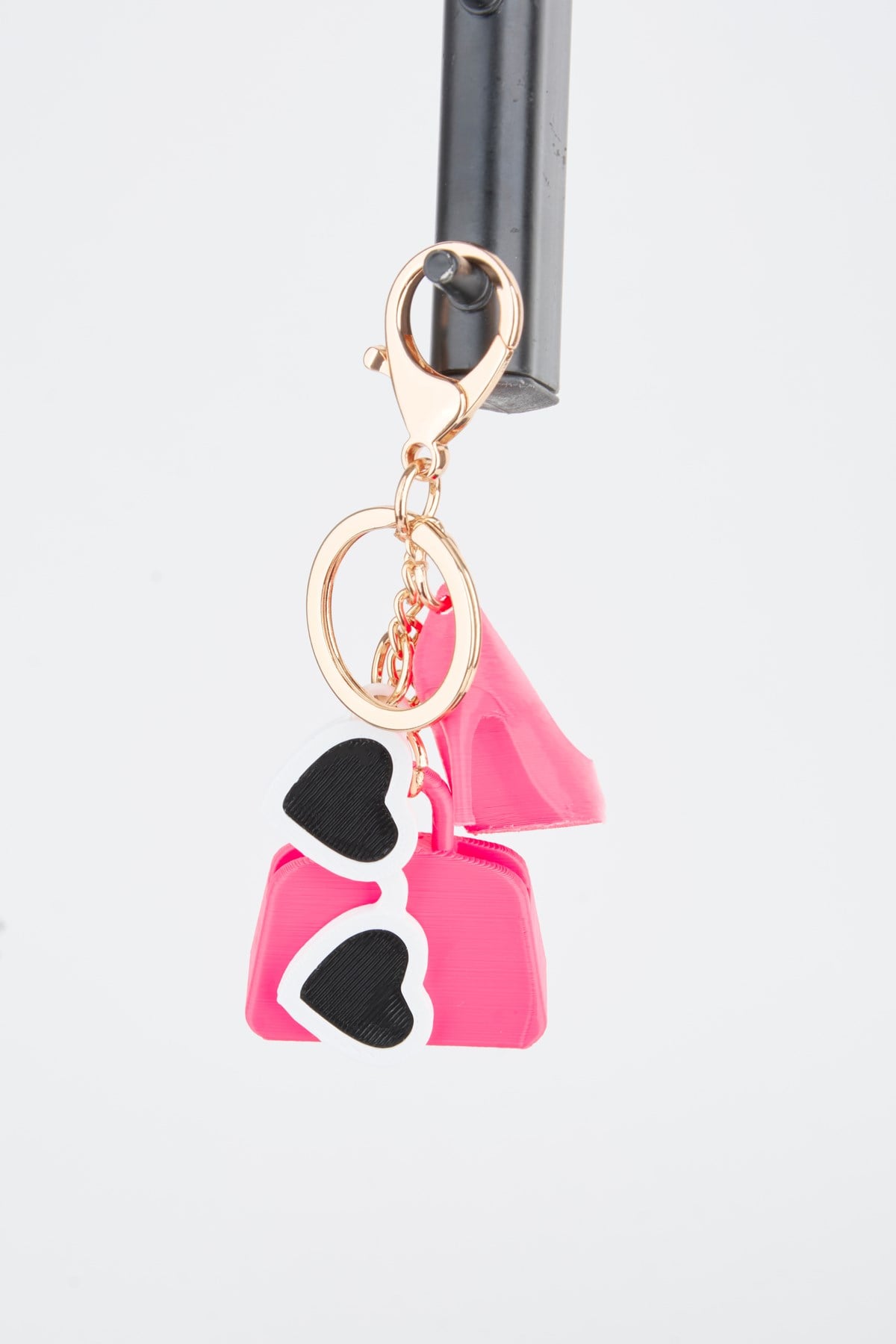 Pembe Mini Figürlü 3D Baskı Charm Çanta Aksesuarı Anahtarlık